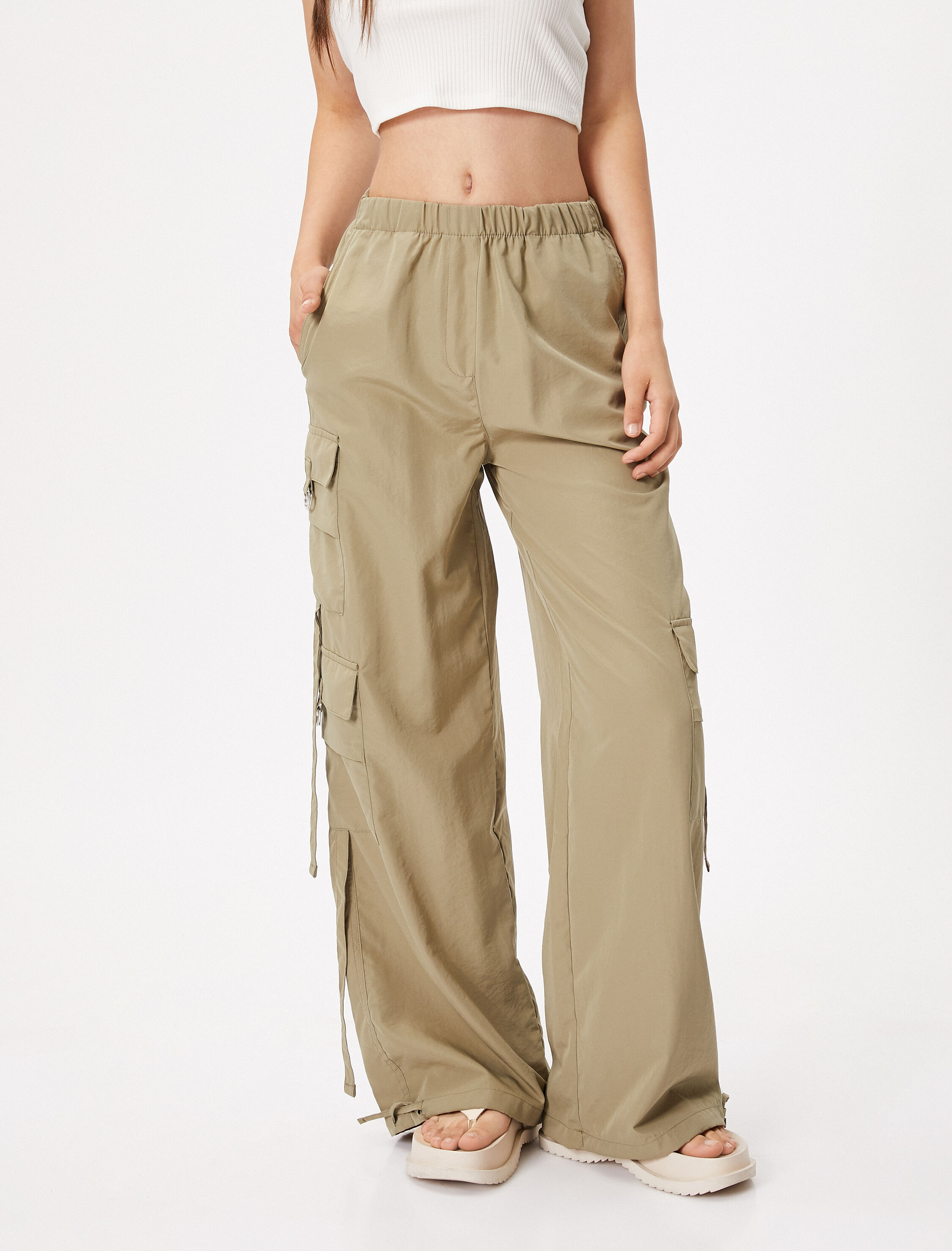 Kargo Pantolon Bol Paça Rahat Kesim Yandan Çok Cepli