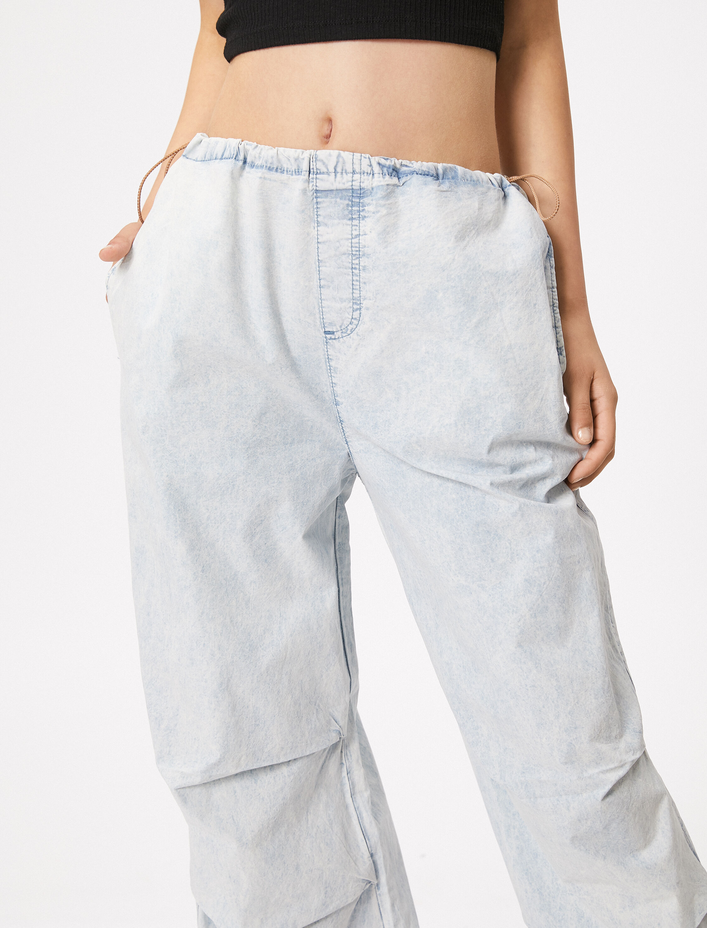   Kot Paraşüt Pantolon Beli Lastikli Stoperli Pamuklu