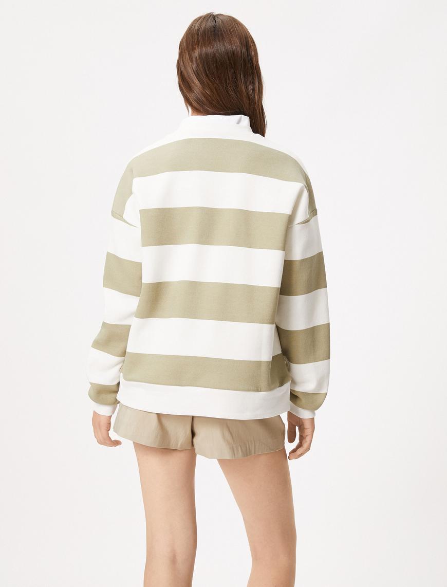   Şardonlu Sweatshirt Bisiklet Yaka Uzun Kollu Pamuk Karışımlı