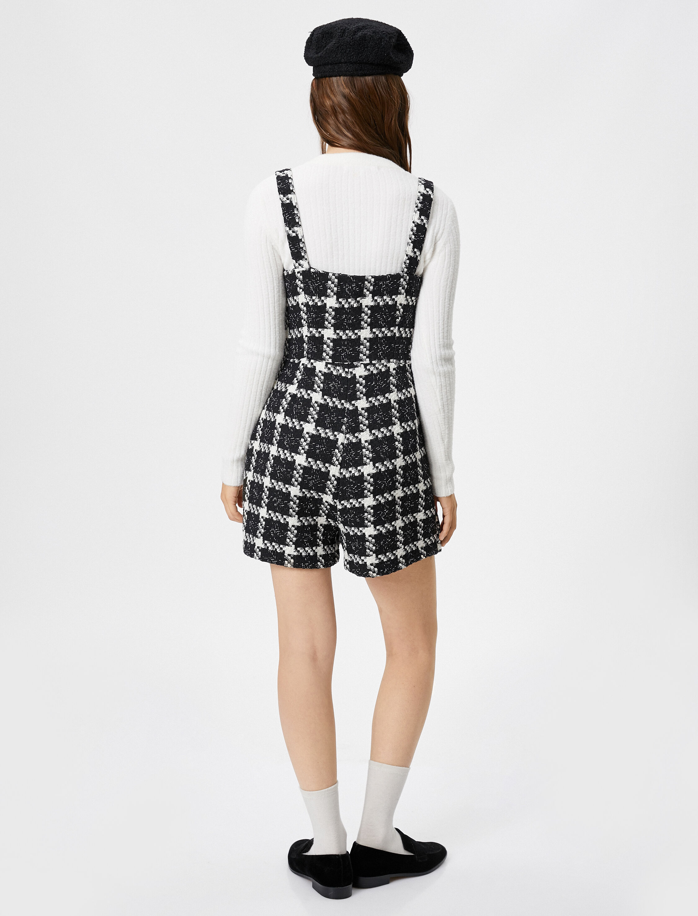   Tüvit Şort Tulum Önü Kruvaze Kalın Askılı