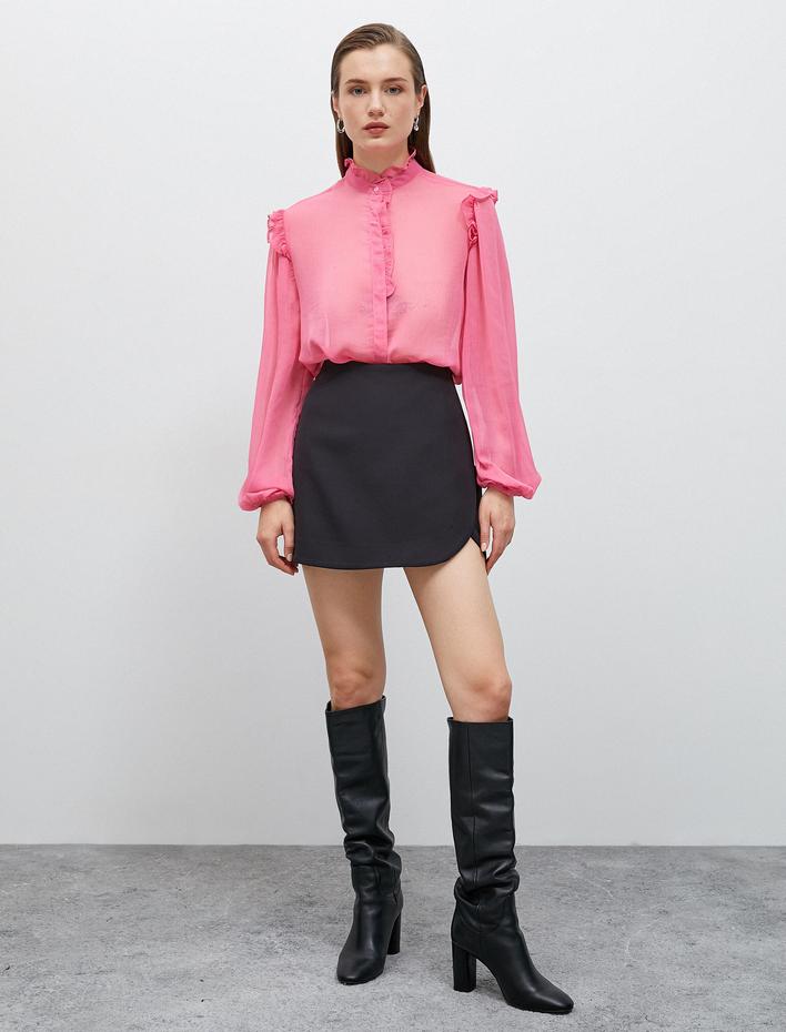  Mini Şort Etek Kapaklı Basic Normal Bel