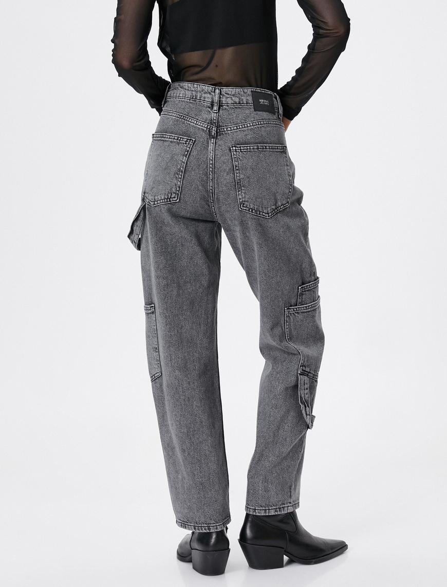   Yüksek Bel Kot Kot Pantolon Düz Paça - Eve Jeans