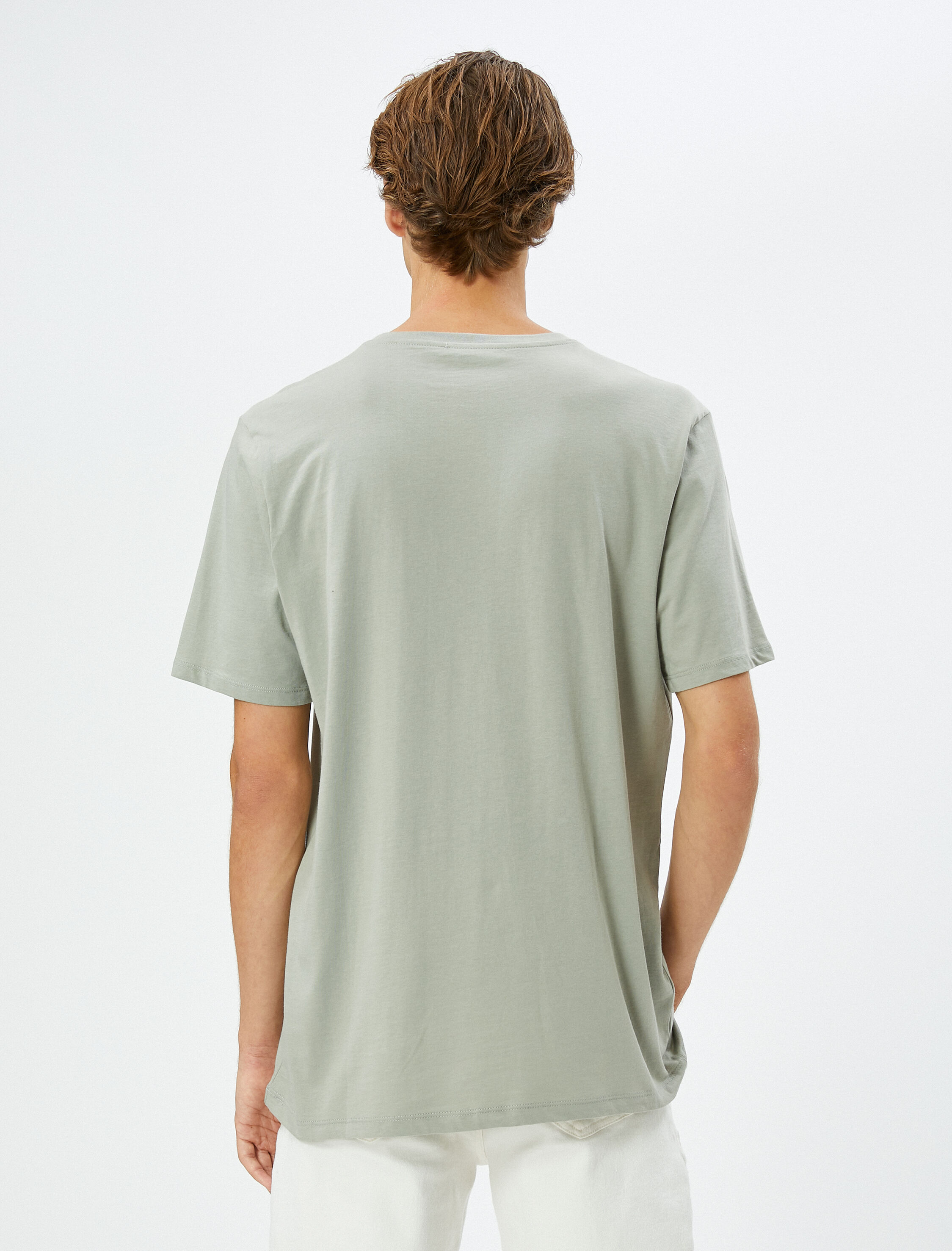   Baskılı Tişört Bisiklet Yaka Kısa Kollu Pamuklu