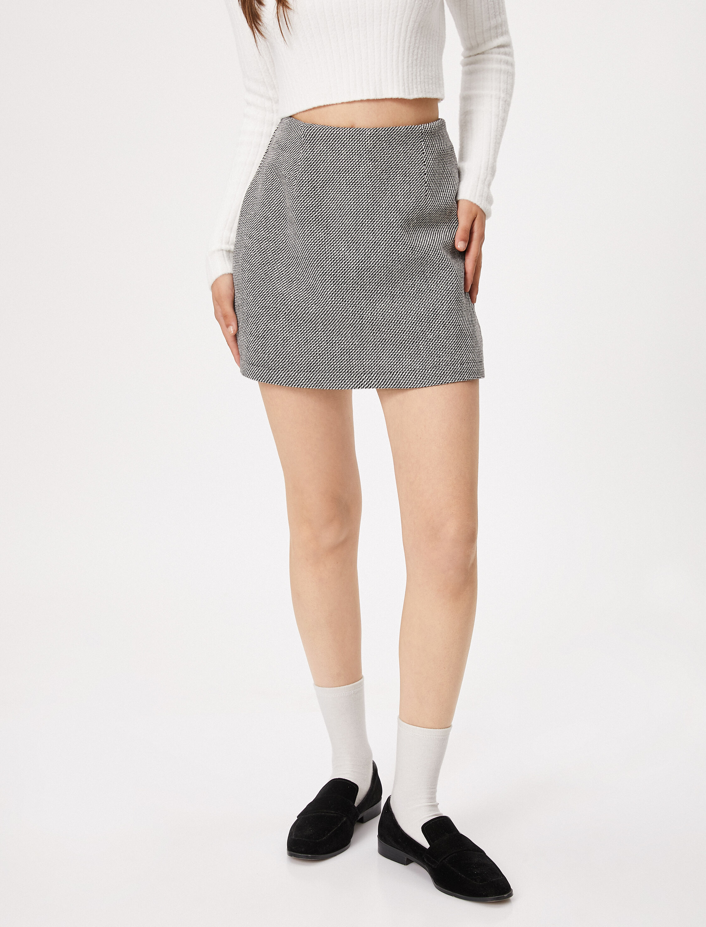   Mini Şort Etek Yüksek Bel Fermuarlı