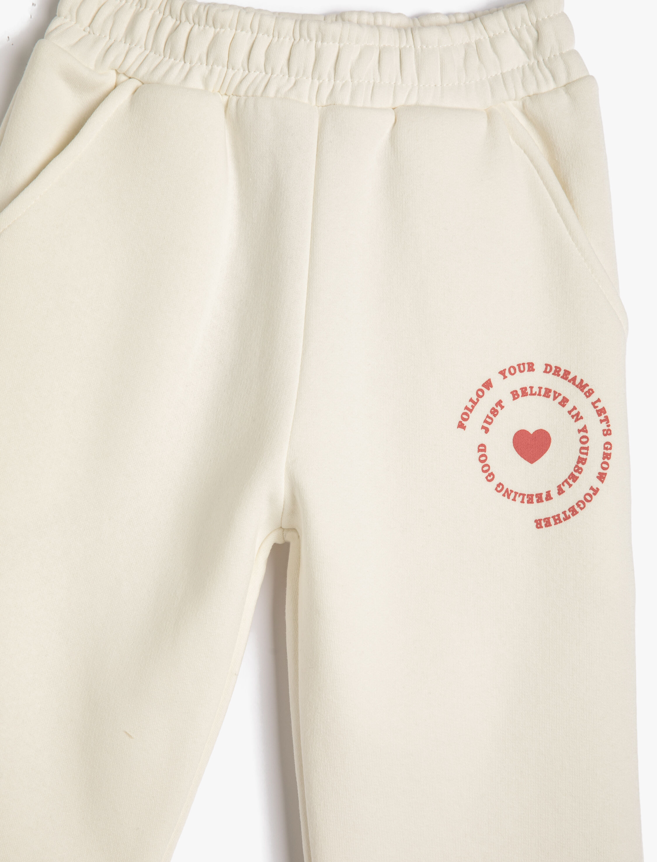  Kız Çocuk Jogger Eşofman Altı Şardonlu Baskı Detaylı Cepli Beli Lastikli