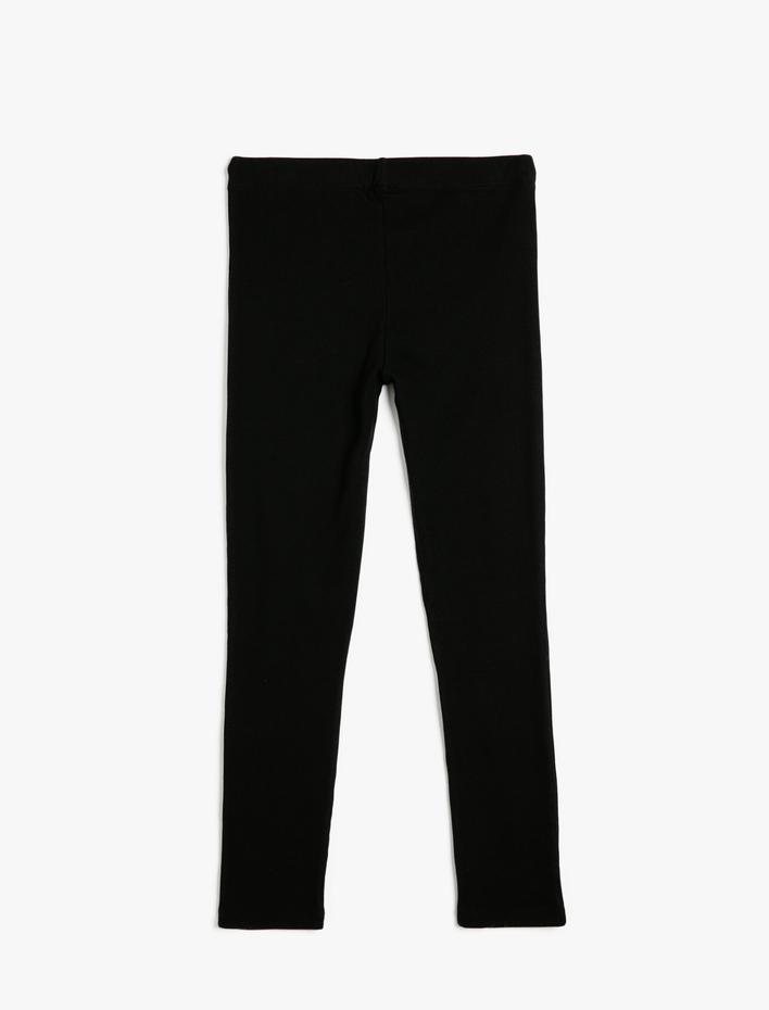 Kız Çocuk Basic Tayt Fitilli Beli Lastikli Pamuk Karışımlı