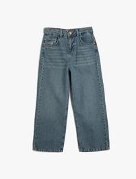 Kot Pantolon Düz Paça Cepli Pamuklu- Straight Jean