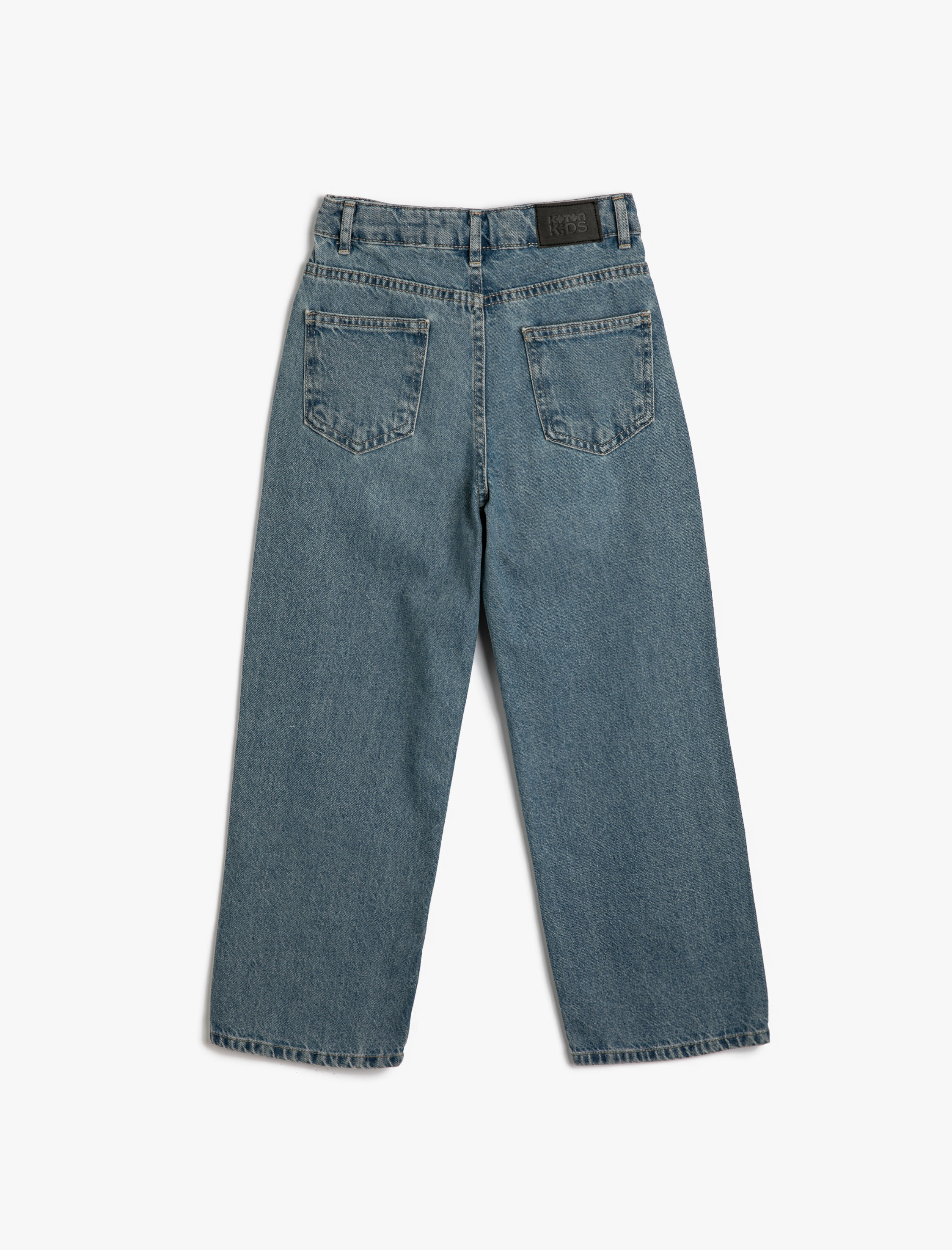  Kız Çocuk Kot Pantolon Düz Paça Cepli Pamuklu- Straight Jean