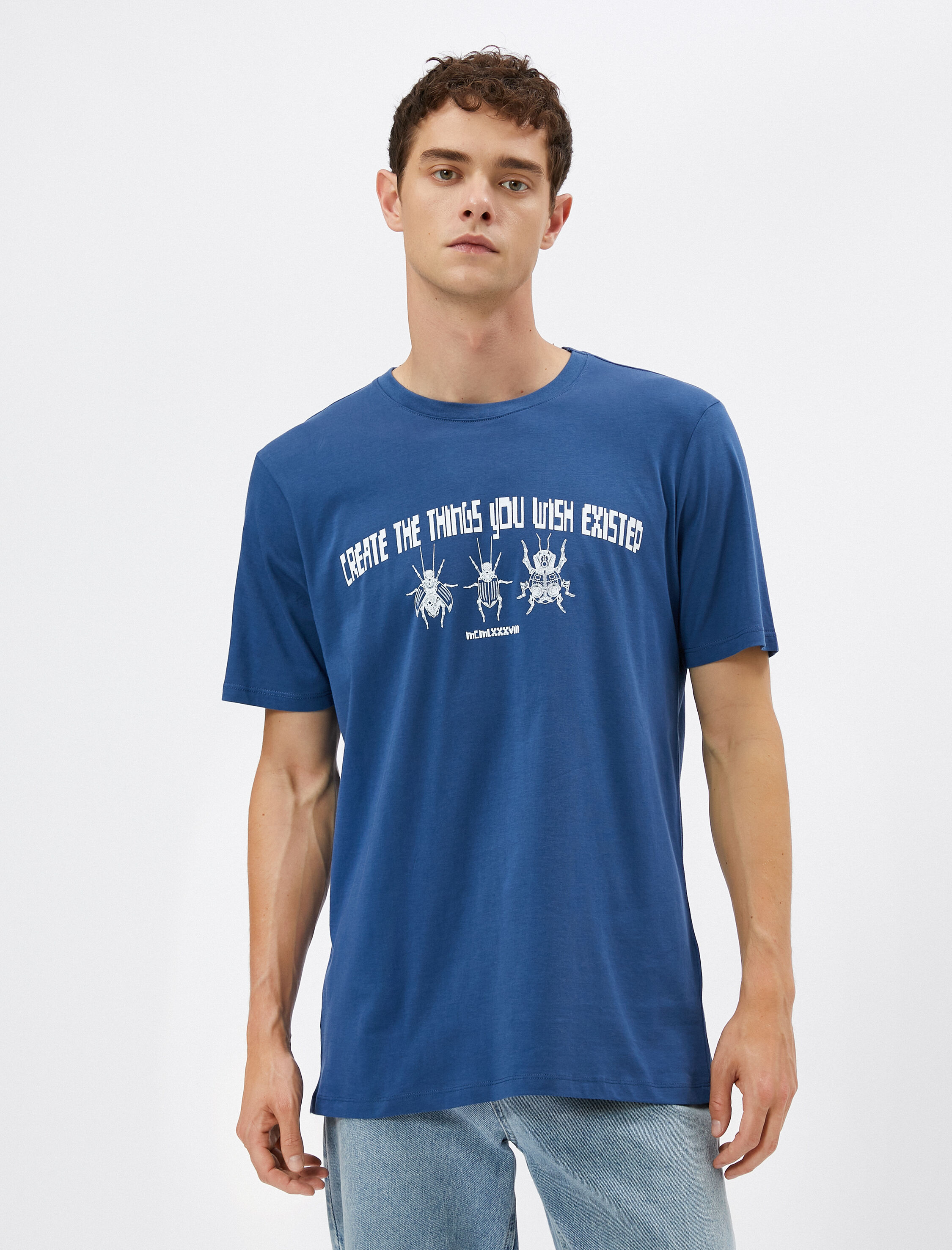   Baskılı Tişört Oyun Temalı Sloganlı Bisiklet Yaka Pamuklu