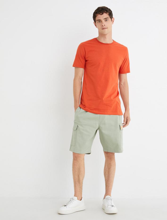  Basic Tişört Slim Fit Bisiklet Yaka Kısa Kollu Pamuklu