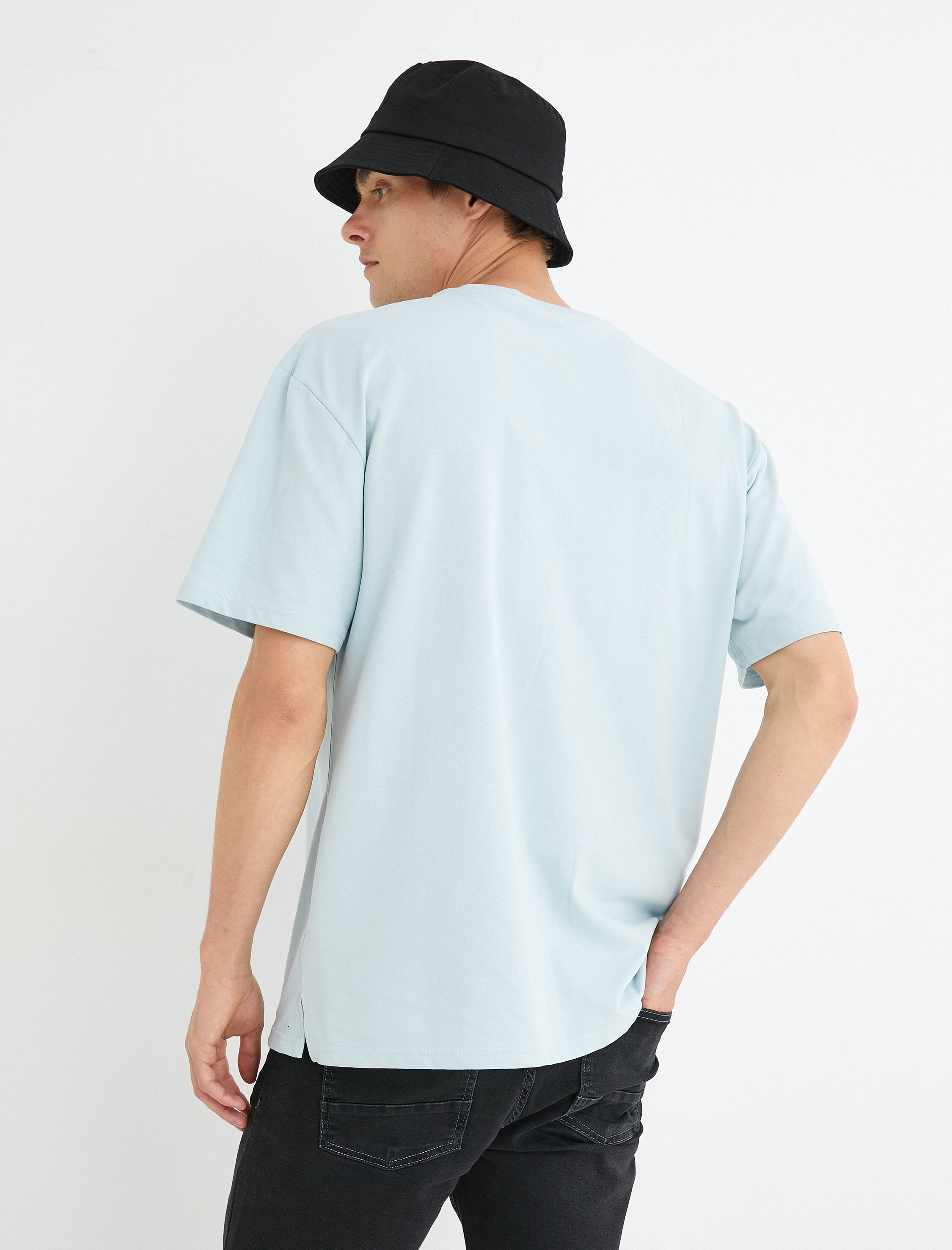 Basic Oversize Tişört Bisiklet Yaka Kısa Kollu Pamuklu