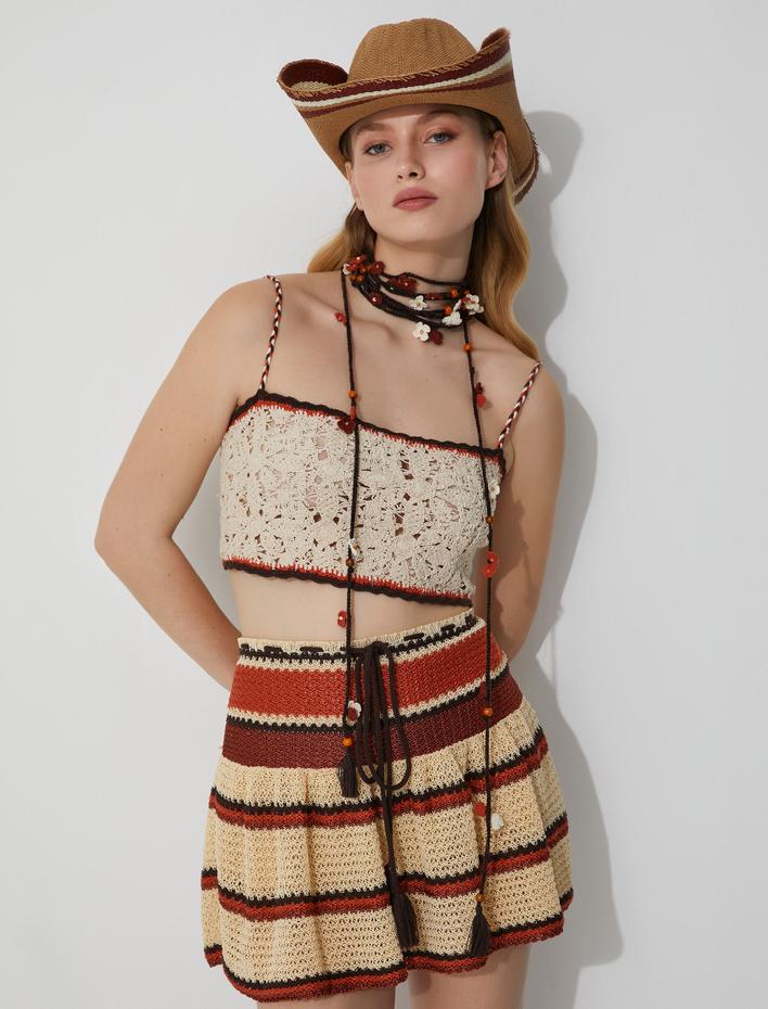  Melis Ağazat X Koton - Askılı Kroşe Crop Büstiyer