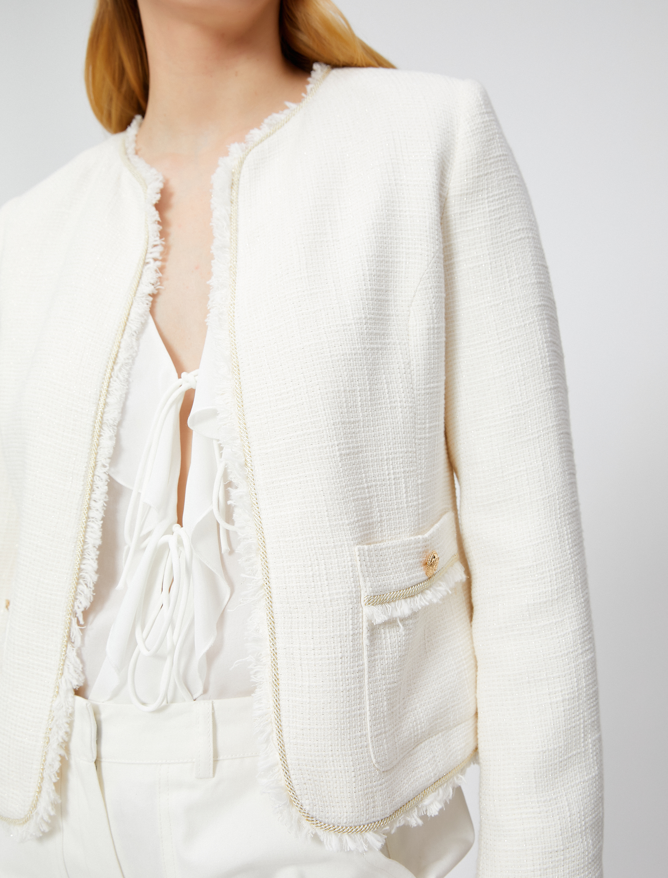   Tüvit Ceket Gold Düğmeli Cepli Simli