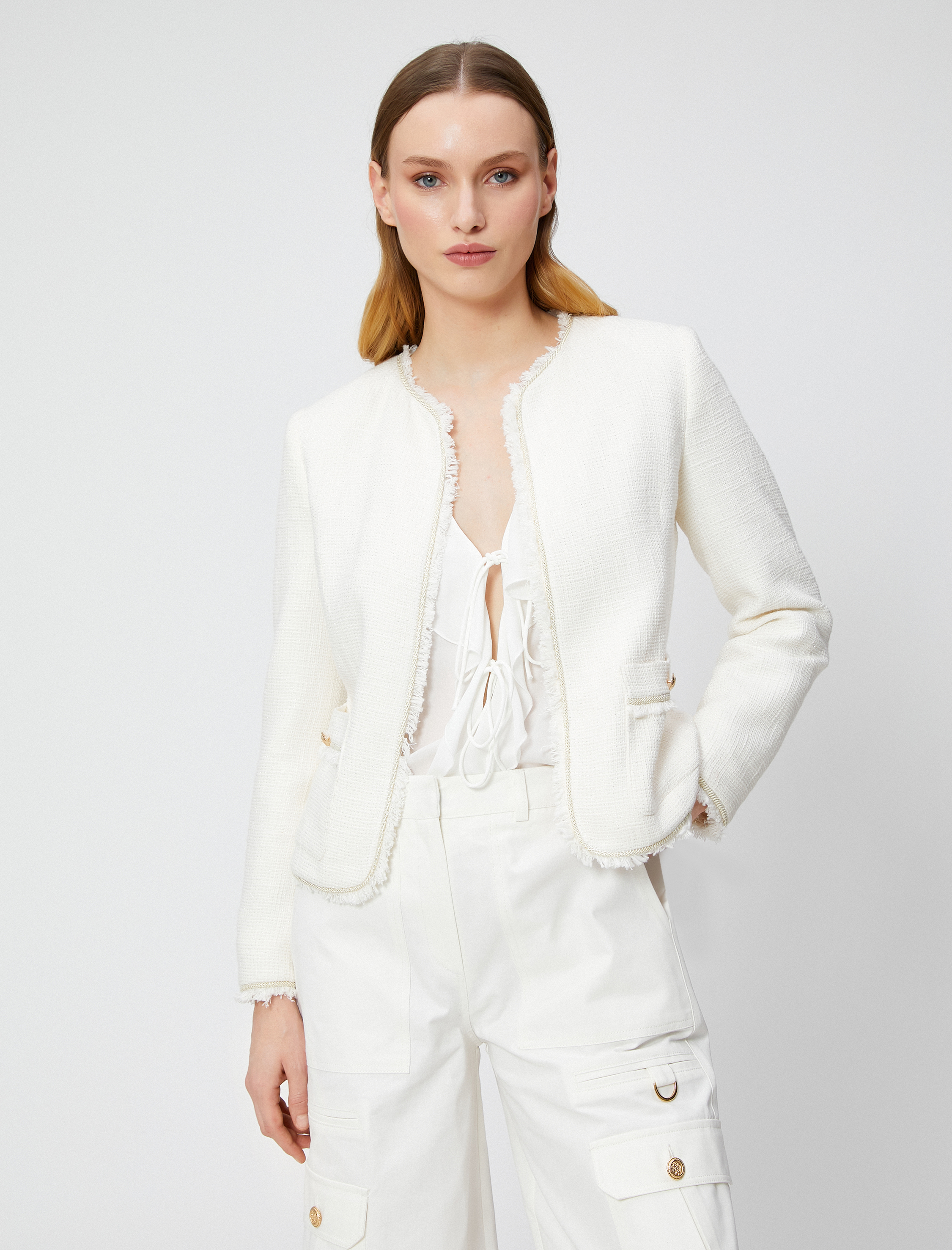   Tüvit Ceket Gold Düğmeli Cepli Simli