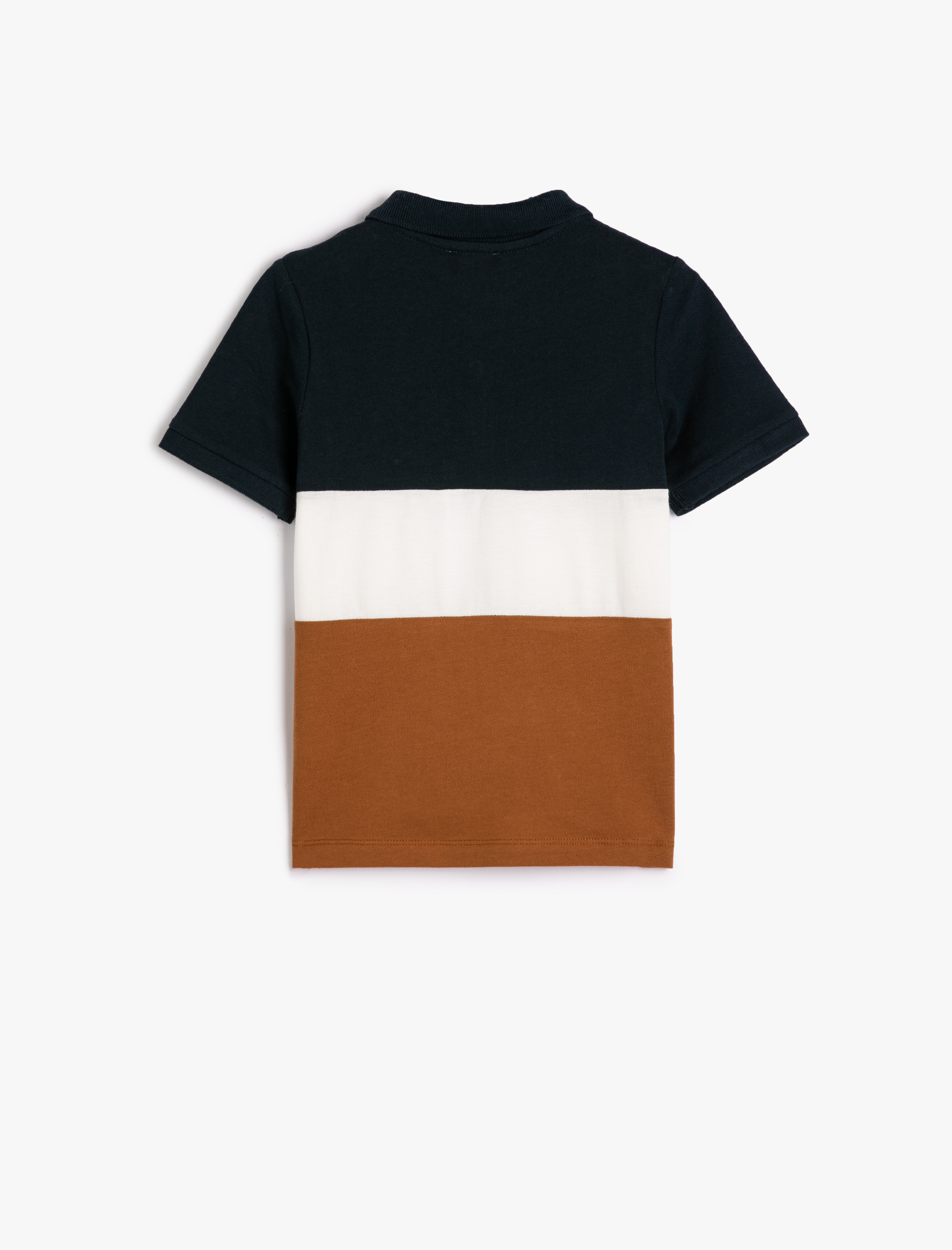  Erkek Çocuk Polo Tişört Renk Bloklu Kısa Kollu Düğmeli Pamuklu