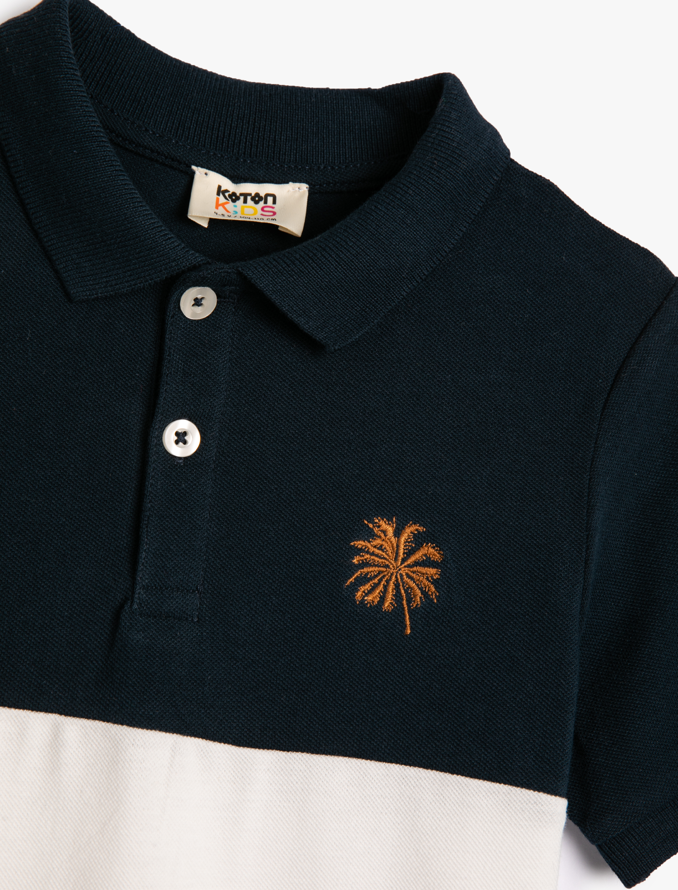  Erkek Çocuk Polo Tişört Renk Bloklu Kısa Kollu Düğmeli Pamuklu