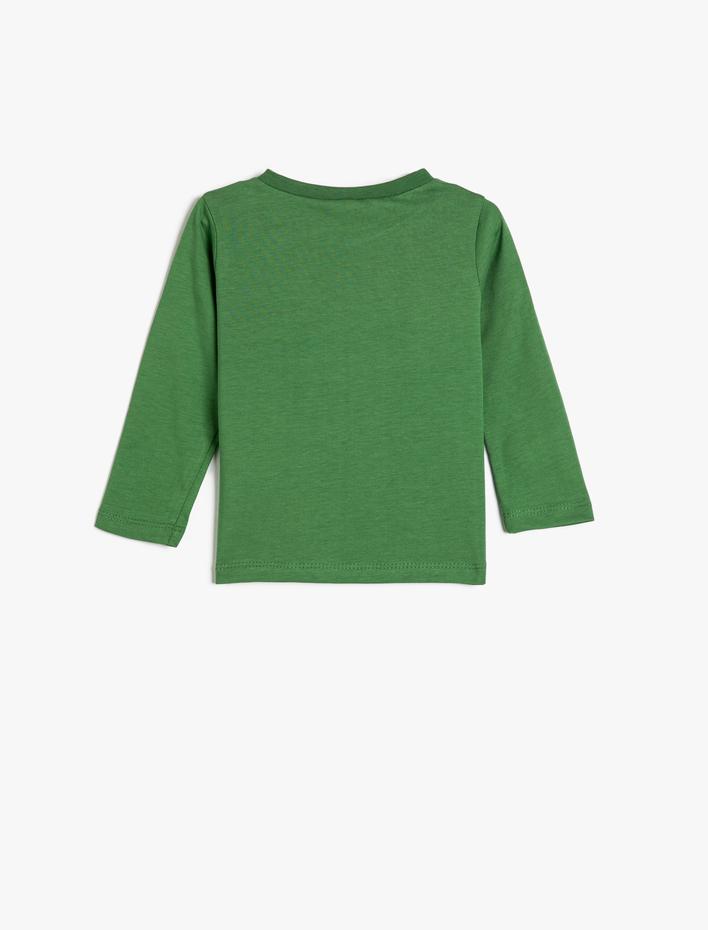 Erkek Bebek Tişört Grafik Sincap Baskılı Uzun Kollu Bisiklet Yaka Pamuklu