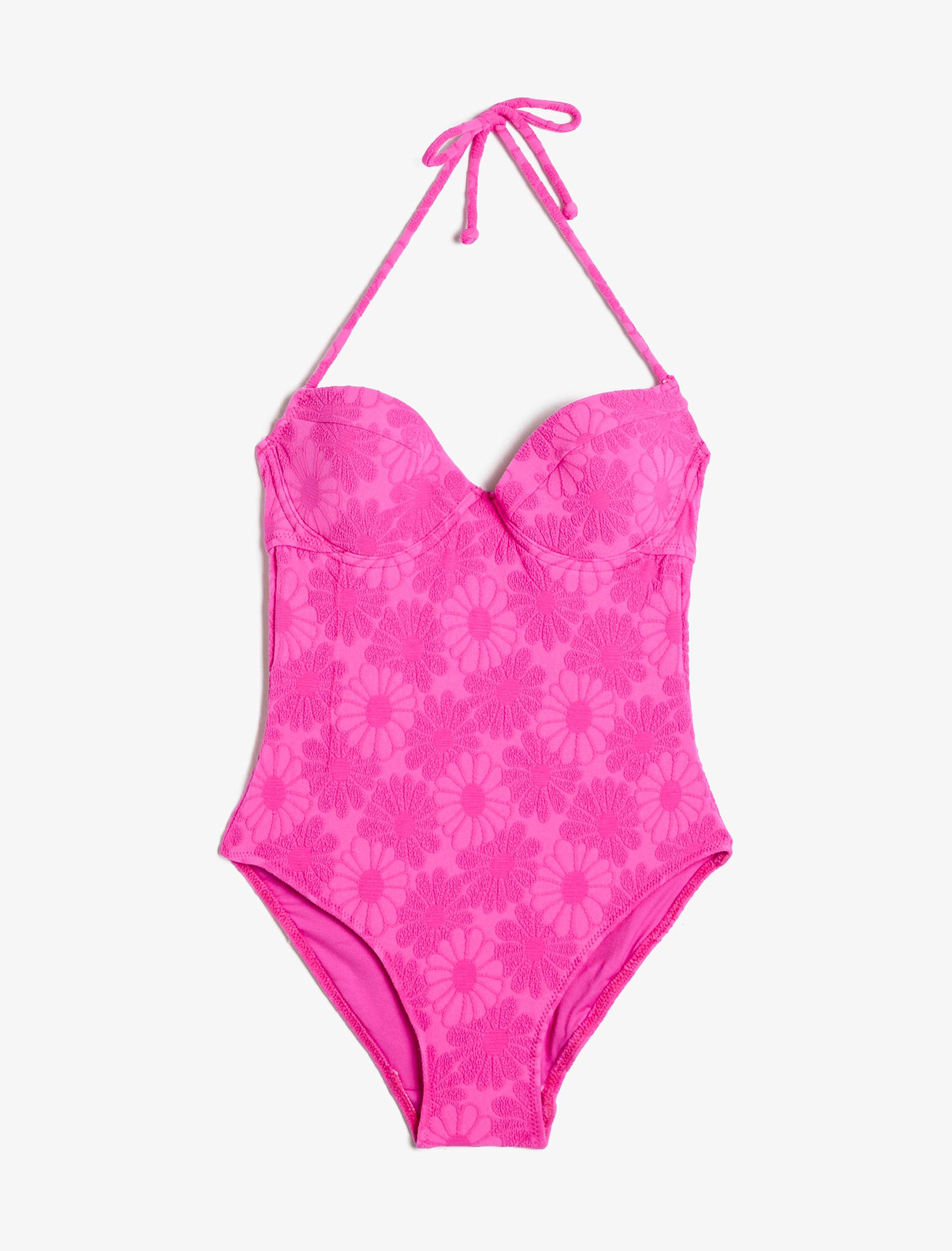   Çiçek Dokulu Mayo Balenli Boyundan Bağlamalı