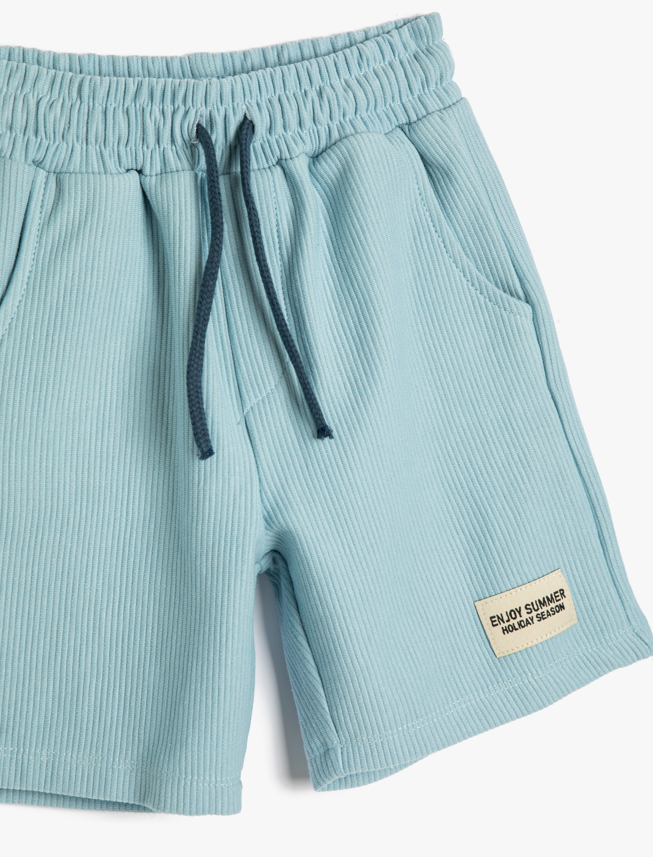  Erkek Çocuk Basic Şort Dokulu Cepli Beli Bağlamalı