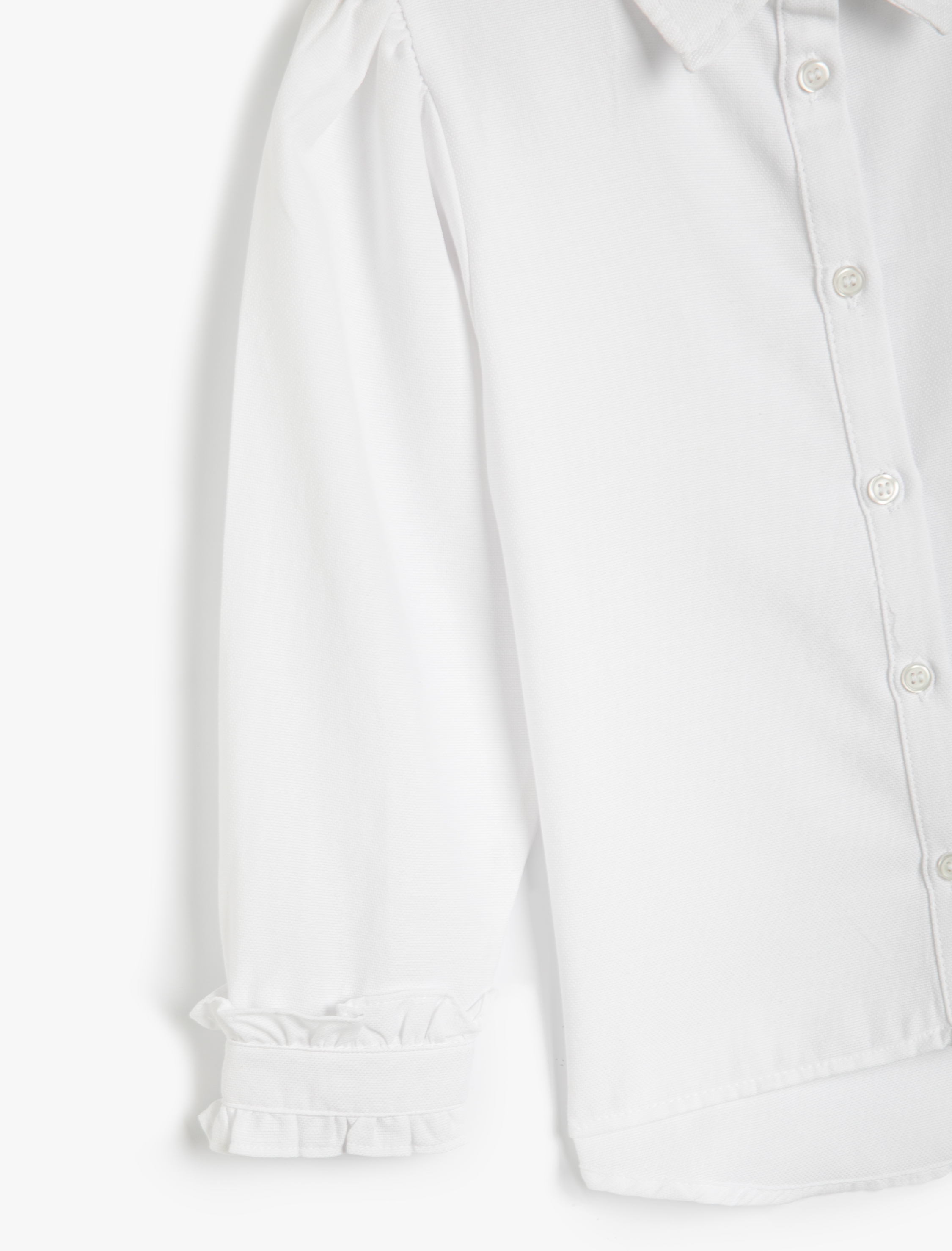  Kız Çocuk Gömlek Uzun Kollu Fırfırlı Klasik Yaka