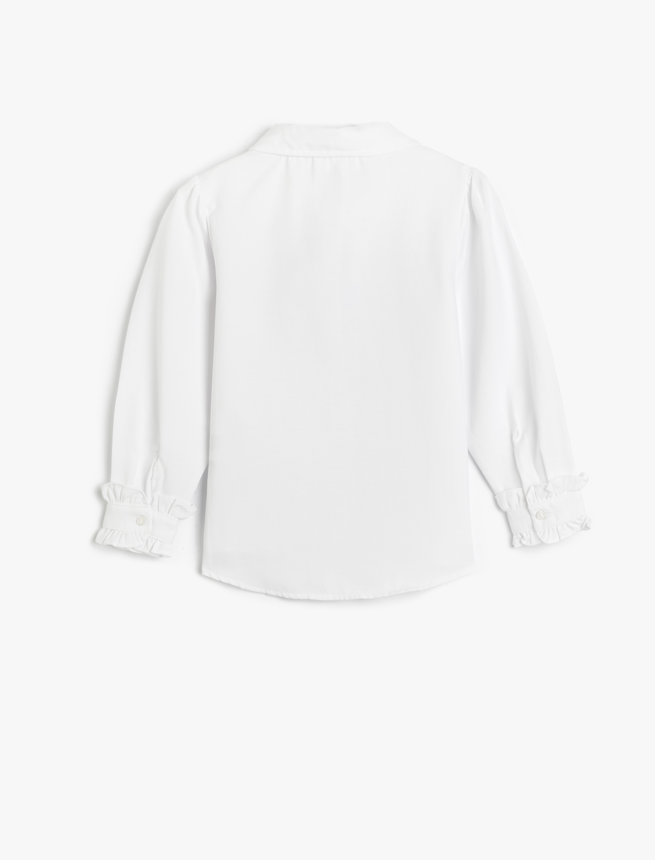  Kız Çocuk Gömlek Uzun Kollu Fırfırlı Klasik Yaka