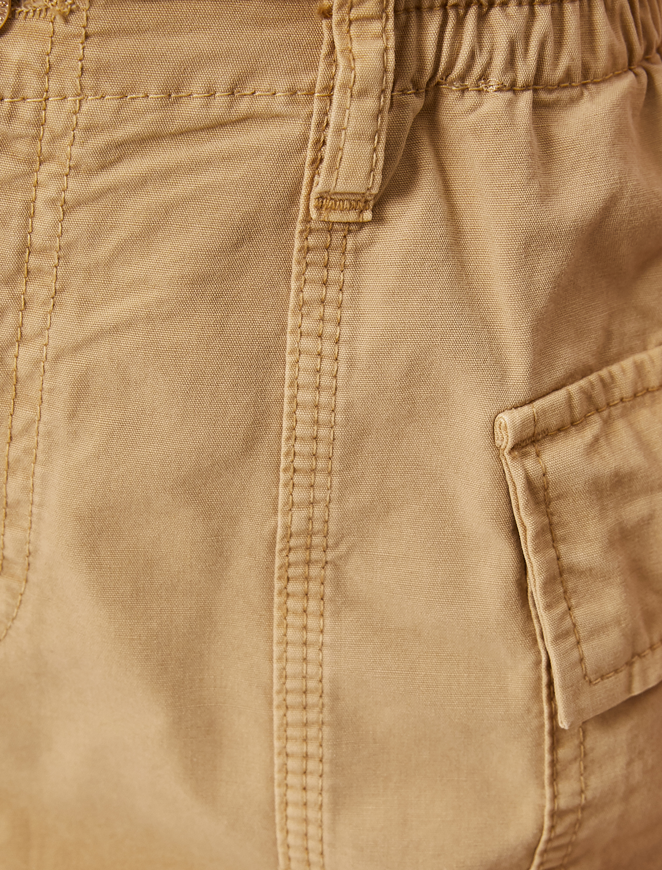   Kargo Kot Şort Cep Detaylı Yüksek Bel Pamuklu