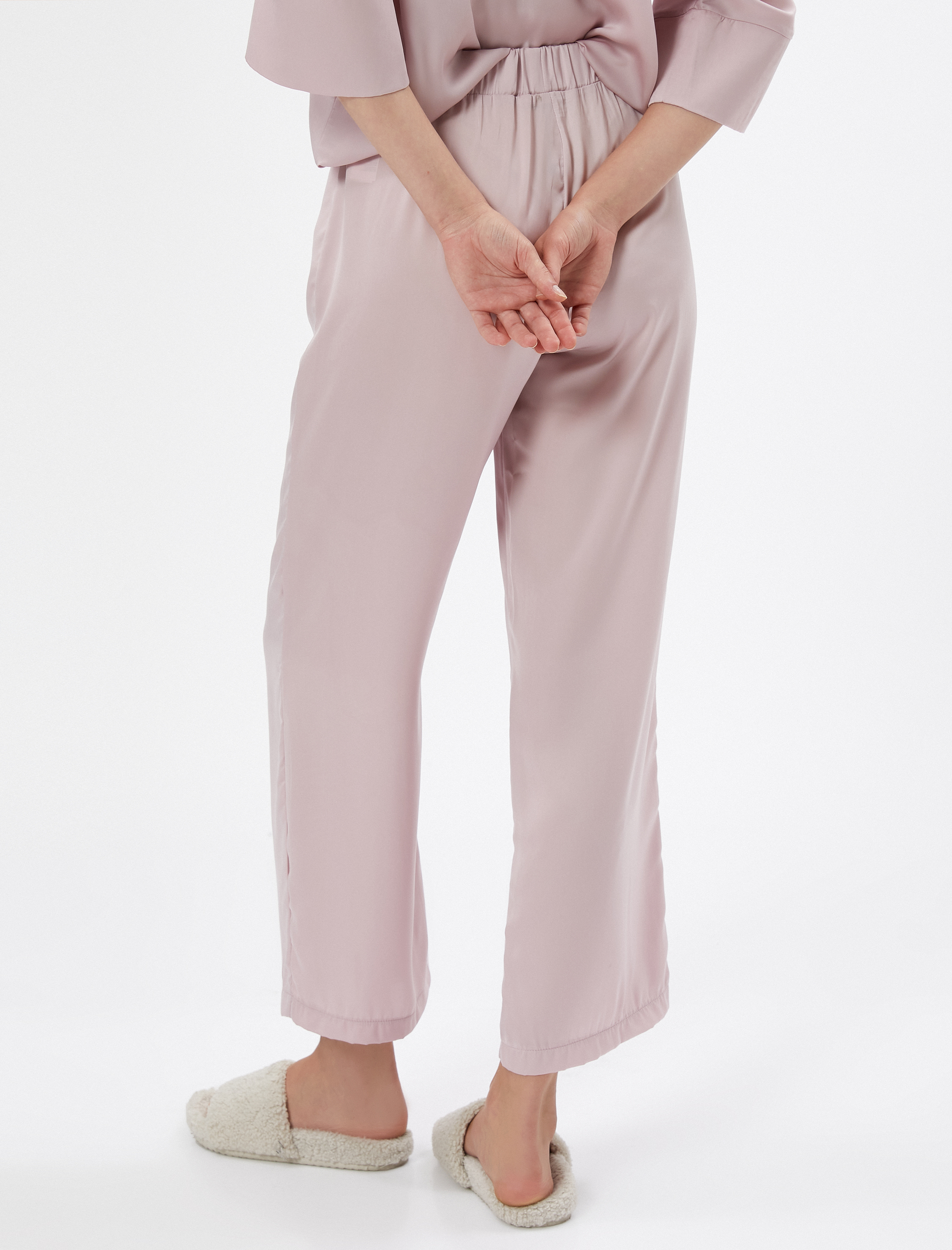   Saten Pijama Altı Beli Bağcıklı Cep Detaylı