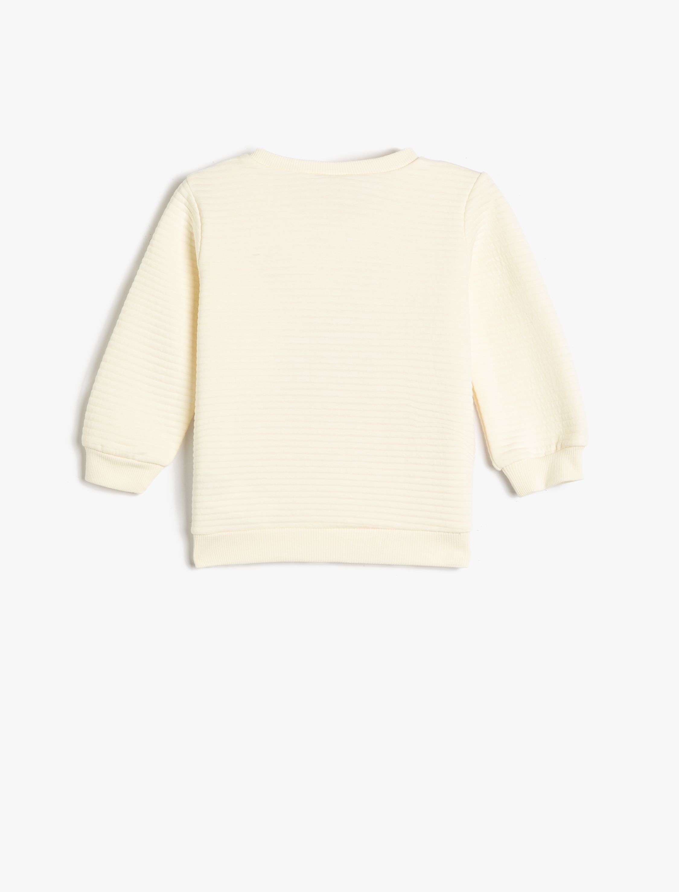  Kız Bebek Sweatshirt Yumuşak Dokulu Peluş Aplike Detaylı Bisiklet Yaka Pamuklu