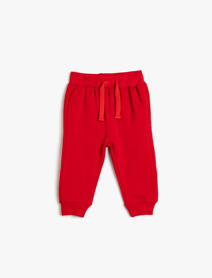Erkek Bebek Basic Jogger Eşofman Altı Şardonlu Cepli Beli Bağlamalı Pamuklu