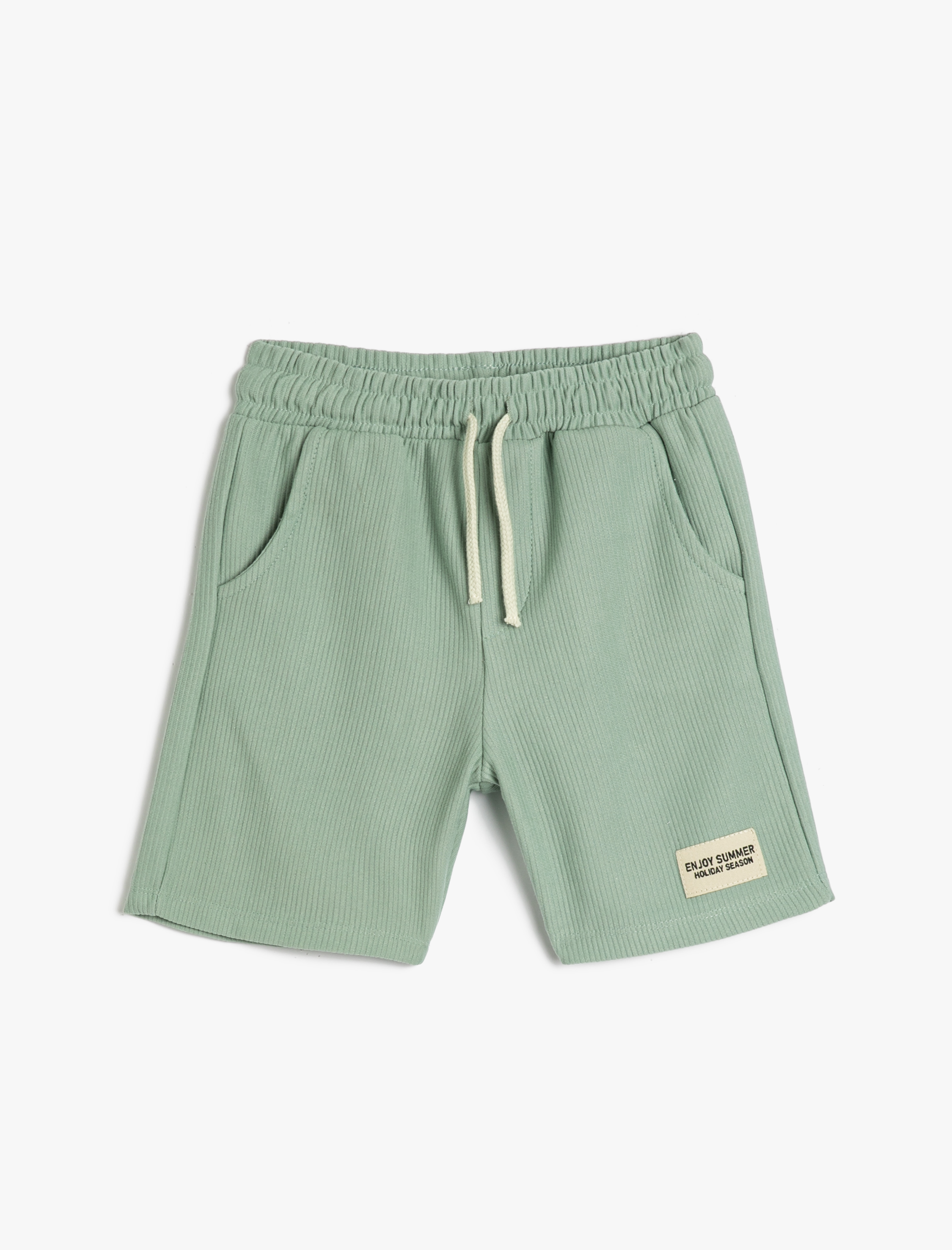  Erkek Çocuk Basic Şort Dokulu Cepli Beli Bağlamalı