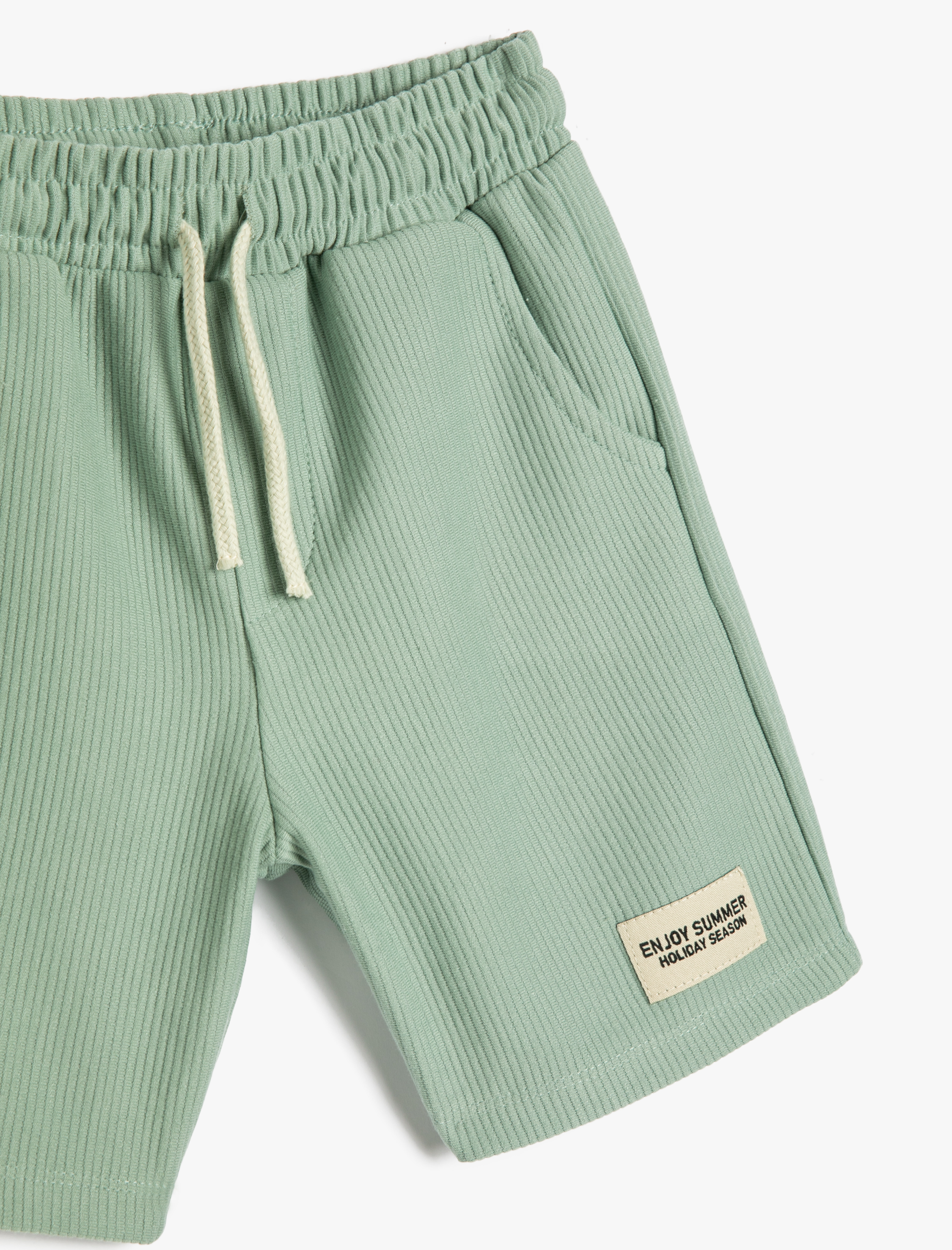  Erkek Çocuk Basic Şort Dokulu Cepli Beli Bağlamalı