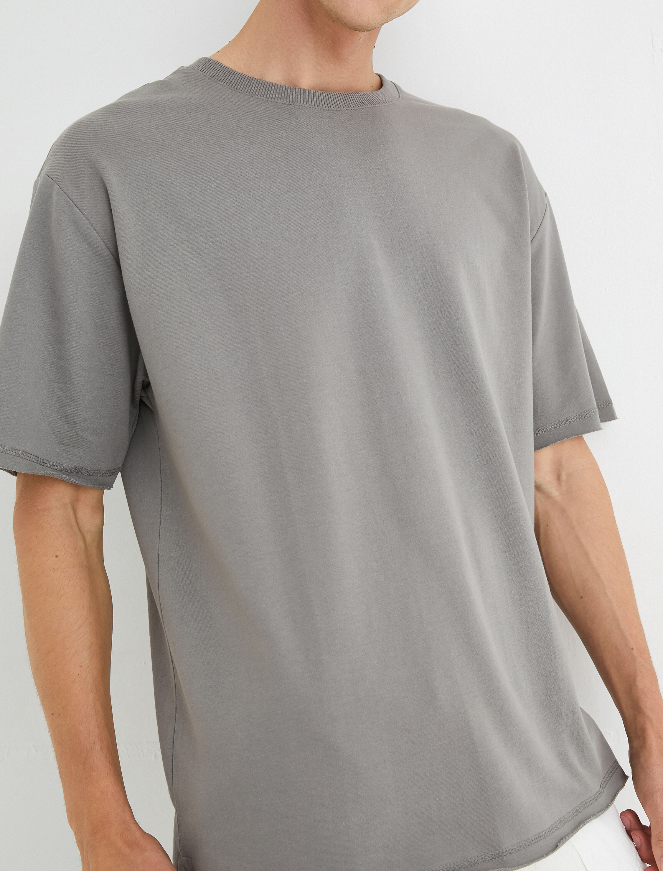   Basic Oversize Tişört Bisiklet Yaka Kısa Kollu