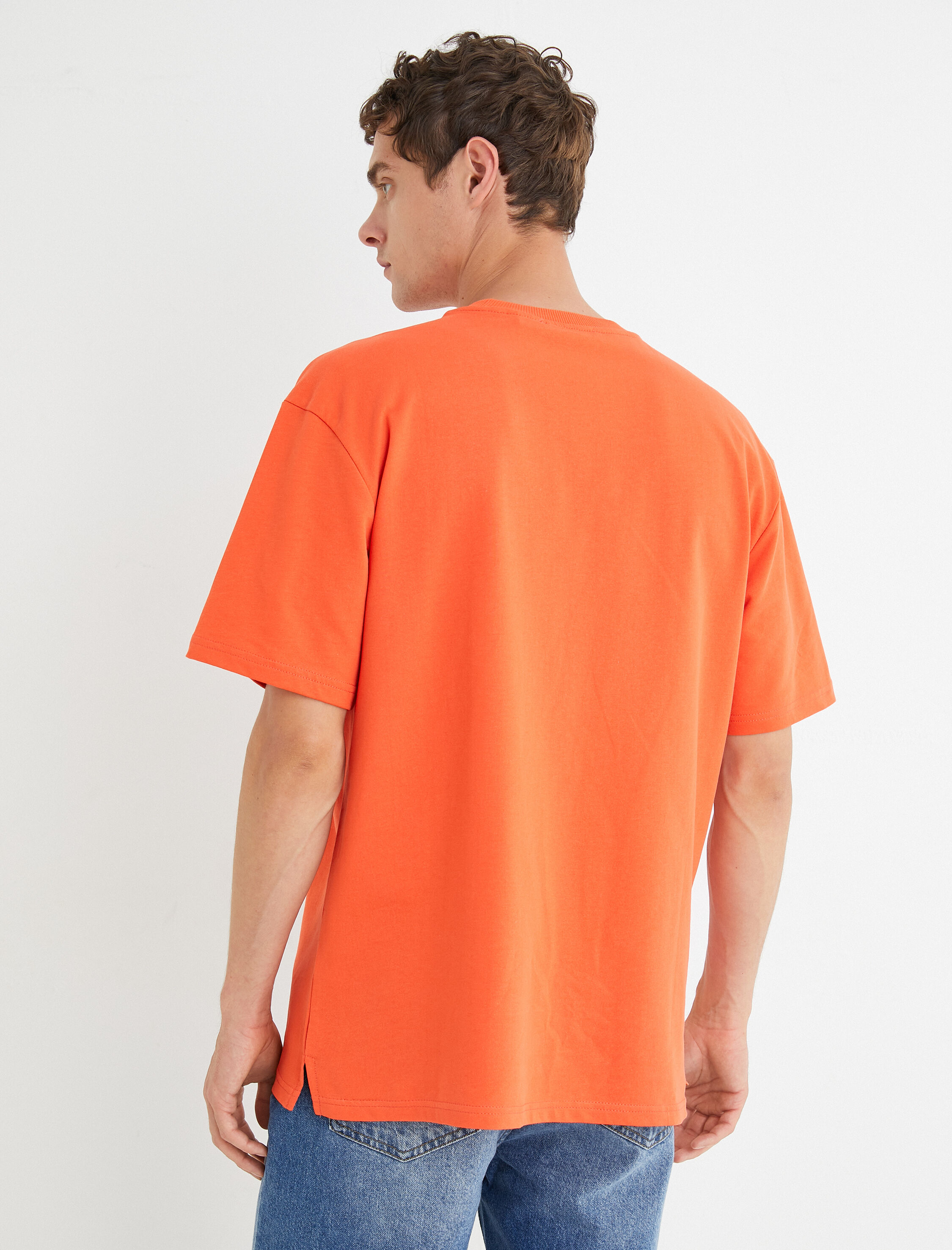   Basic Oversize Tişört Bisiklet Yaka Kısa Kollu Pamuklu