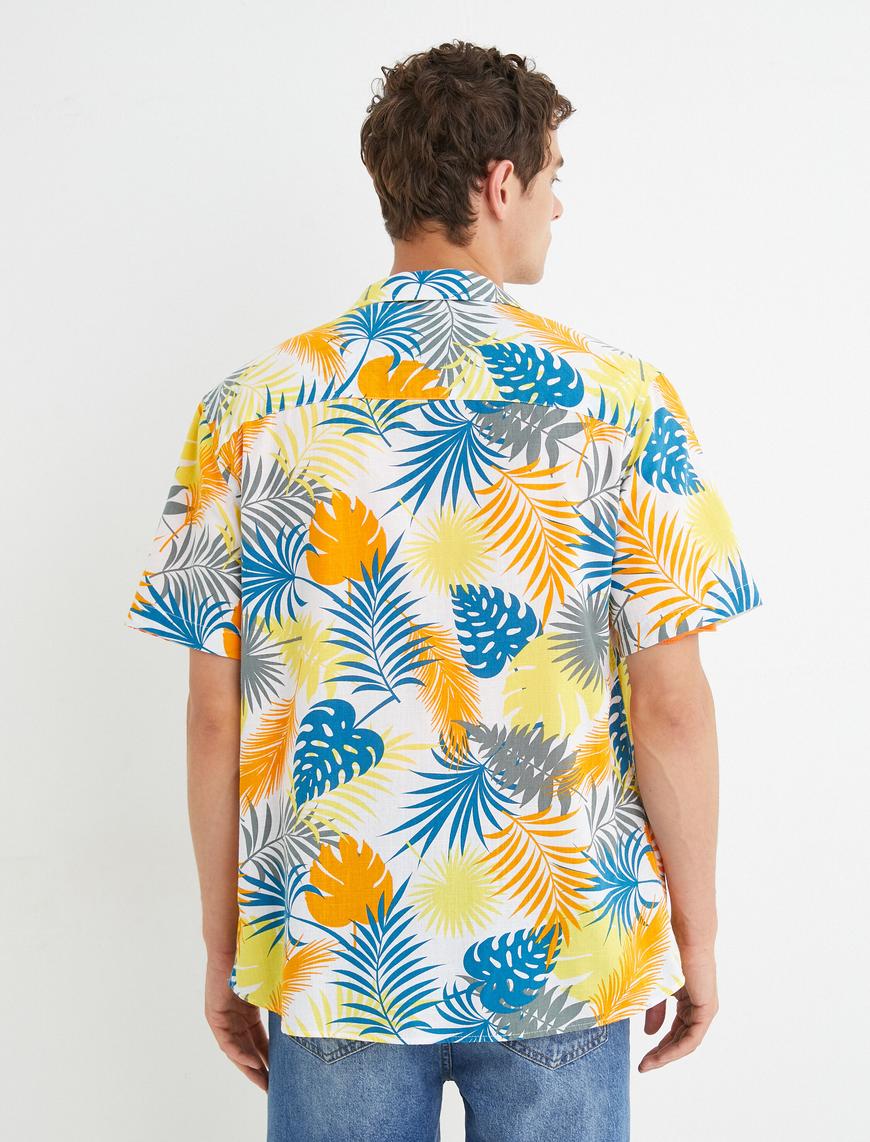   Hawaii Gömlek Kısa Kollu Apaş Yaka Baskılı Pamuklu