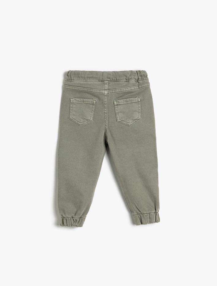 Erkek Bebek Jogger Pantolon Cepli Beli Bağlamalı Pamuklu