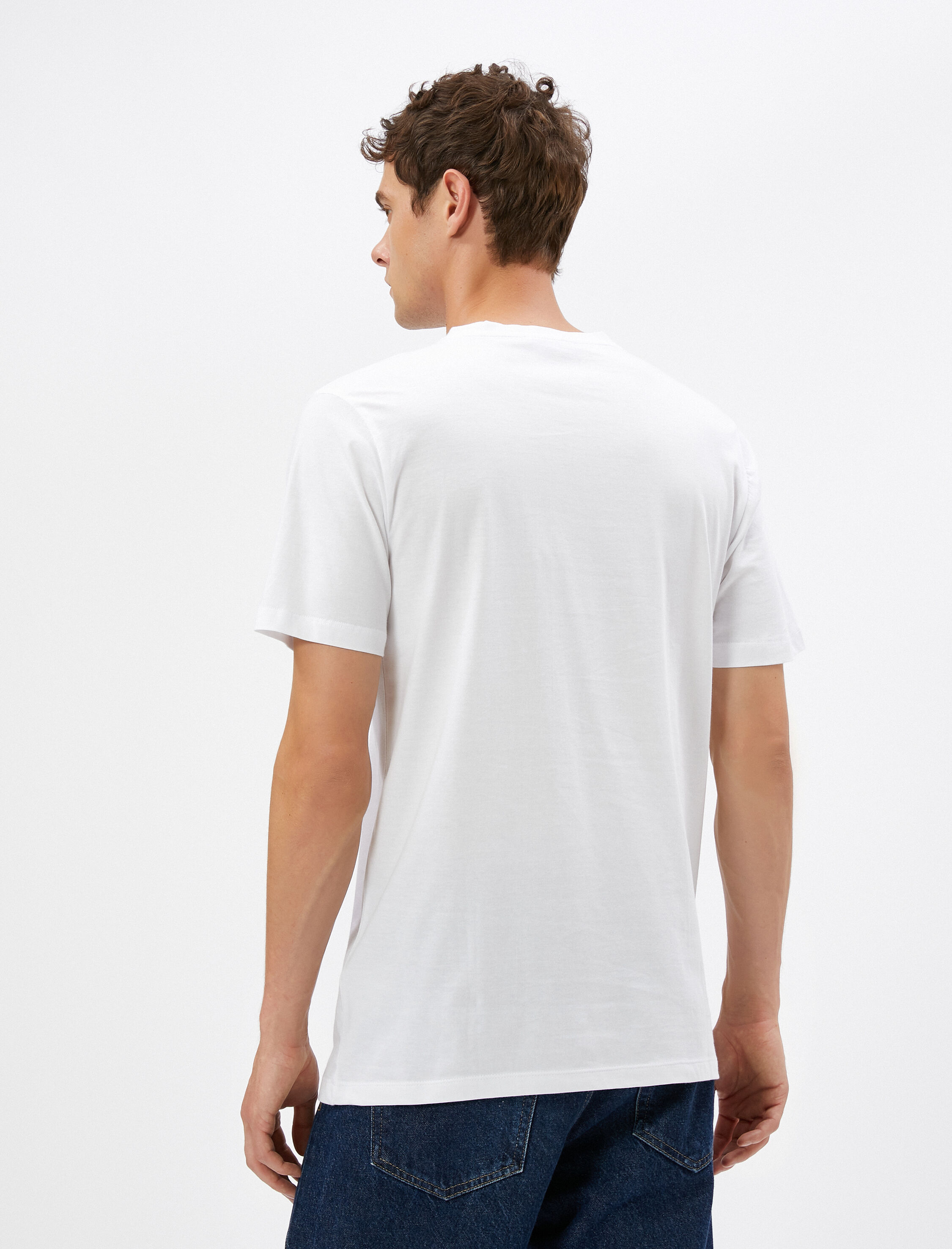   V Yaka Tişört Basic Kısa Kollu Pamuklu