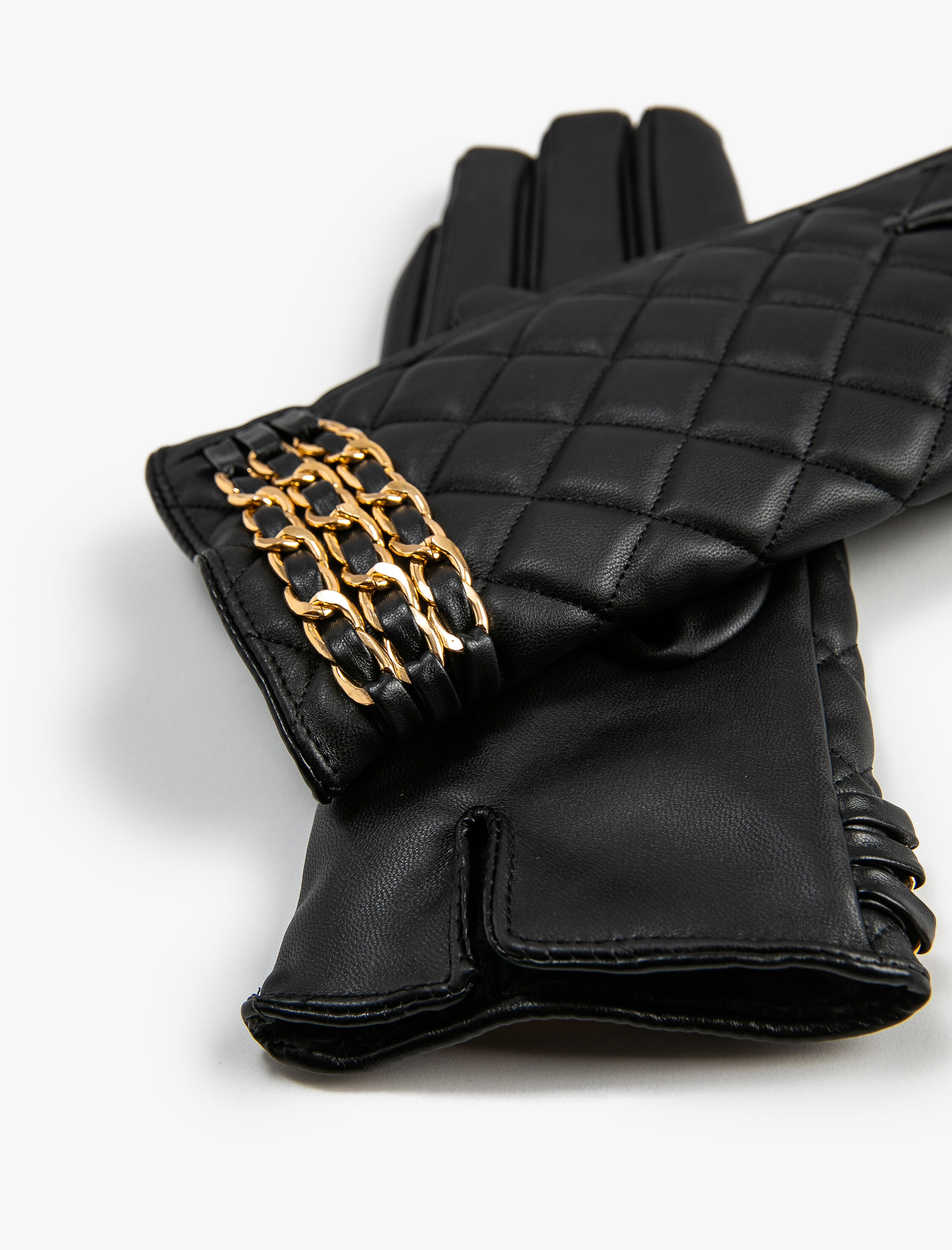  Kadın Eldiven Suni Deri Kapitone Detaylı