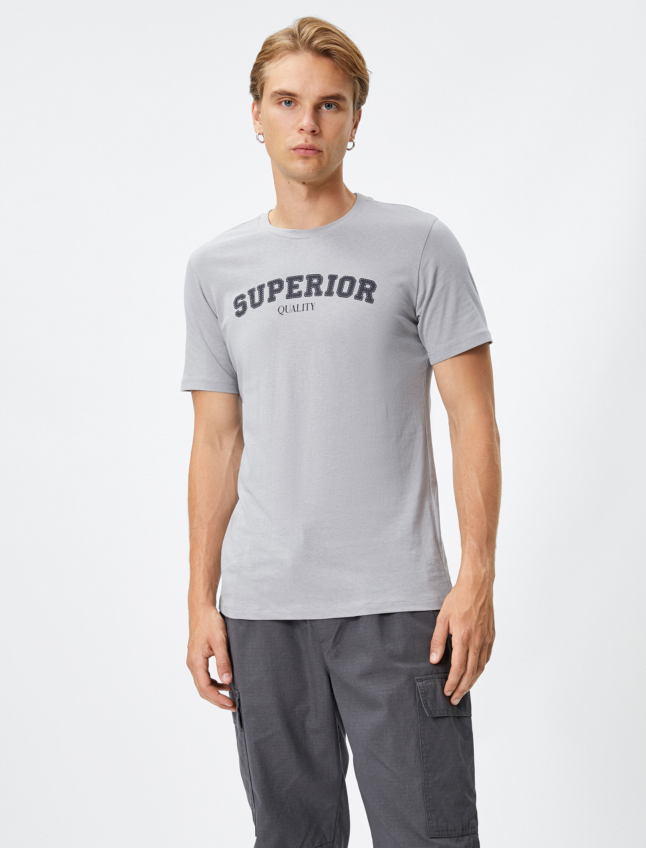   Slogan Baskılı Tişört Bisiklet Yaka Kısa Kollu Pamuklu