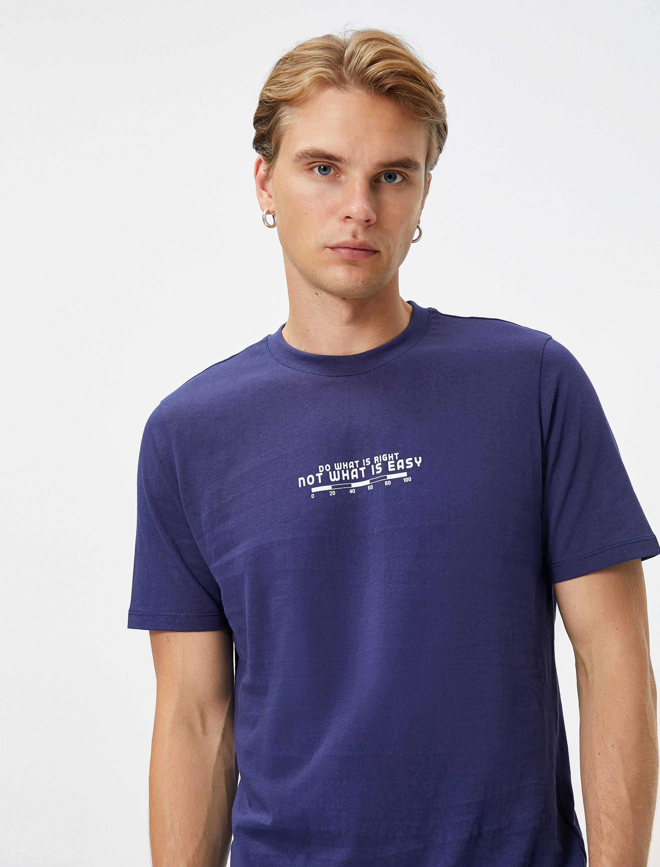   Slogan Baskılı Tişört Bisiklet Yaka Kısa Kollu Pamuklu