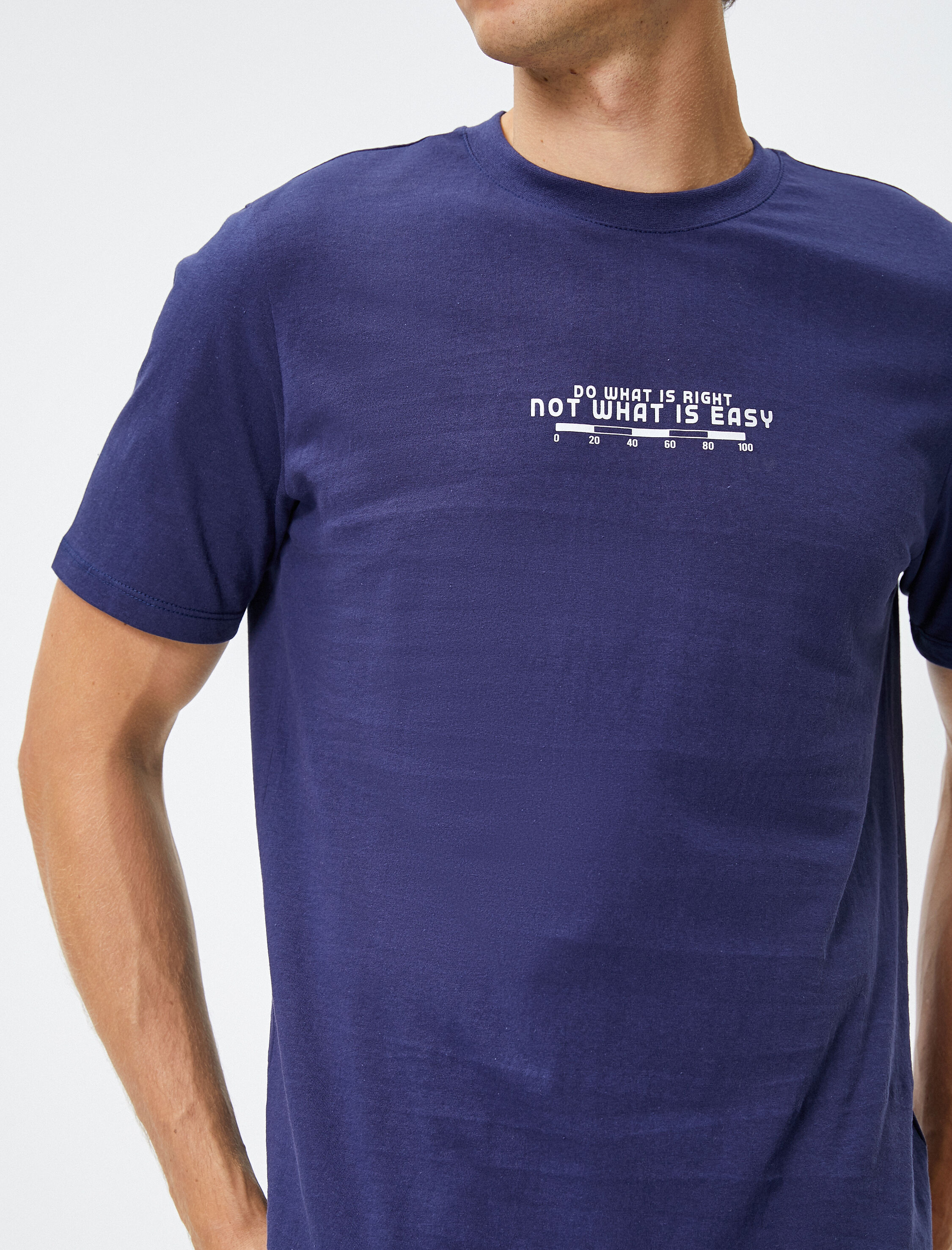   Slogan Baskılı Tişört Bisiklet Yaka Kısa Kollu Pamuklu