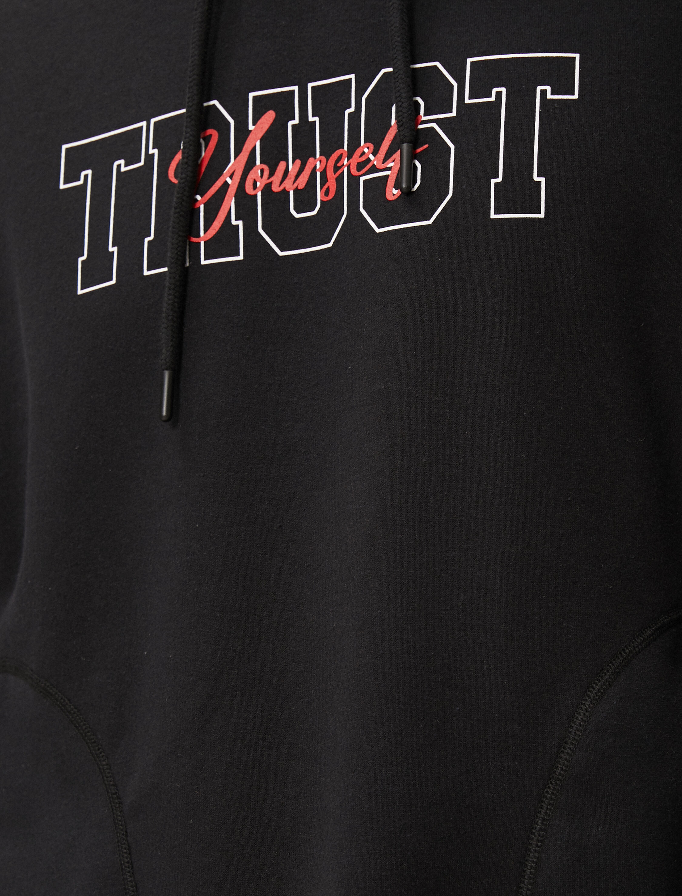   Kapşonlu Sweat Slogan Baskılı Cep Detaylı Uzun Kollu Şardonlu