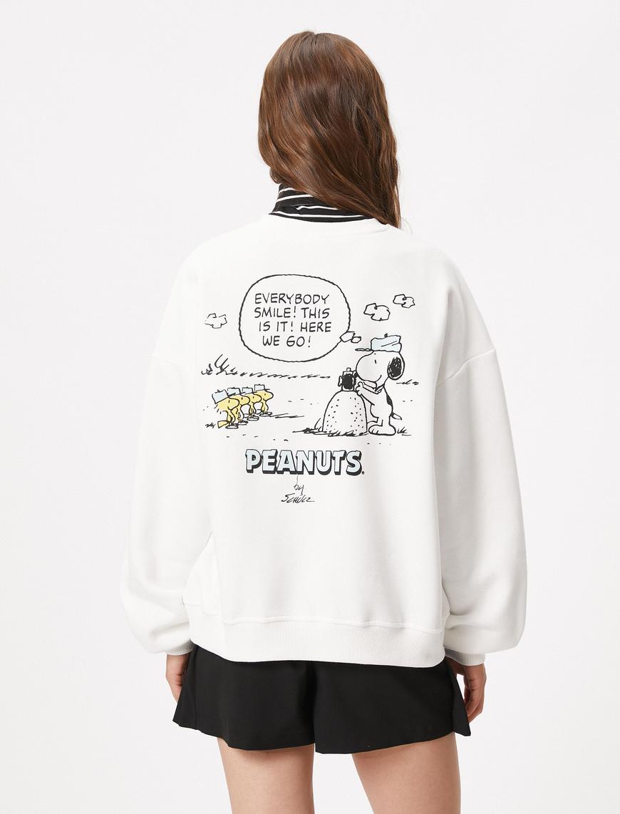   Snoopy Sweatshirt Rahat Kesim Bisiklet Yaka Lisanslı Baskılı