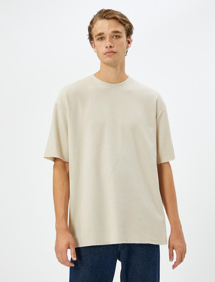  Basic Tişört Bisiklet Yaka Dokulu Kısa Kollu