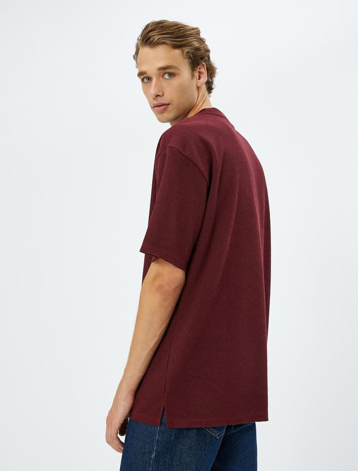  Basic Tişört Bisiklet Yaka Dokulu Kısa Kollu