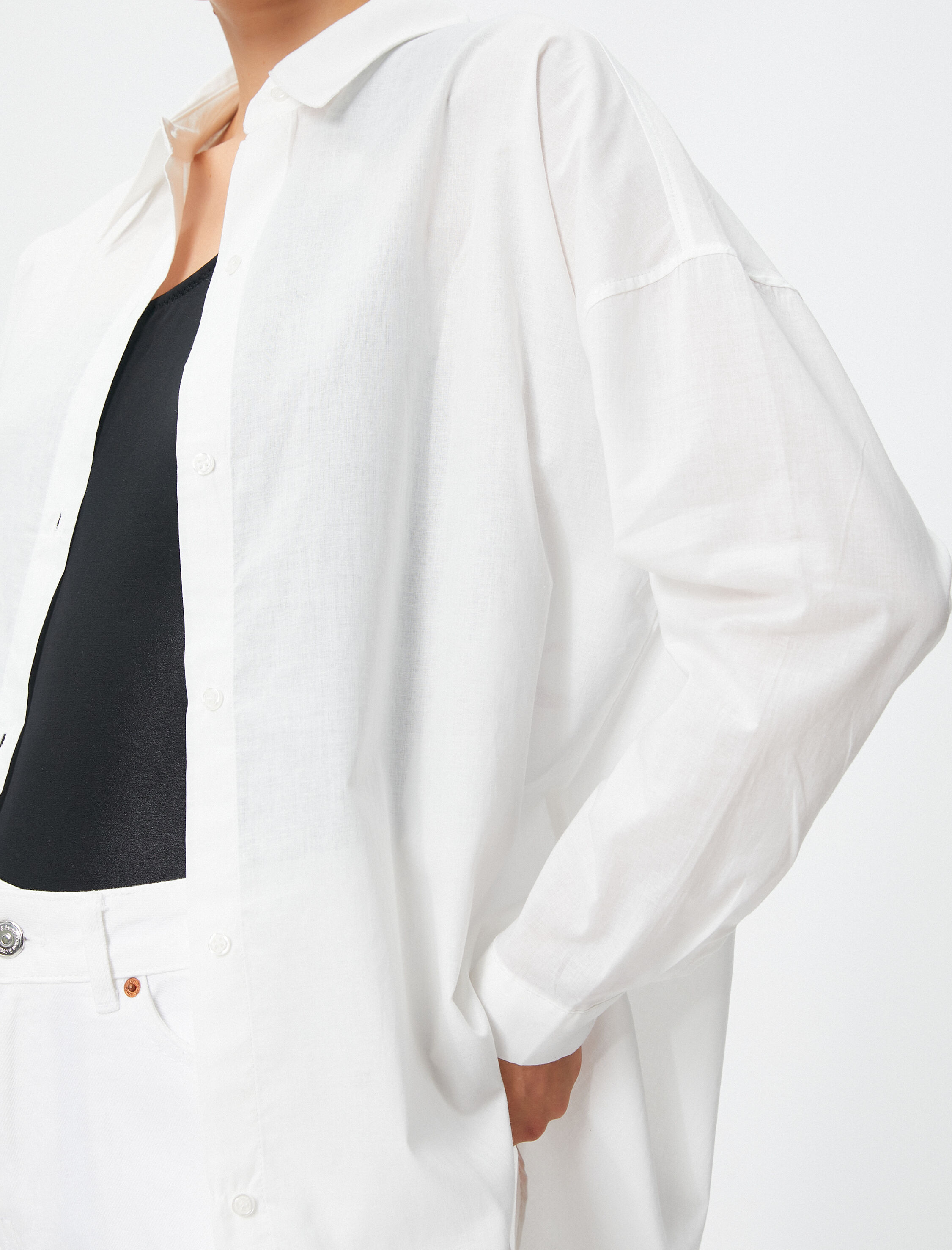   Uzun Kollu Gömlek Sırt Baskılı Düğmeli Pamuklu