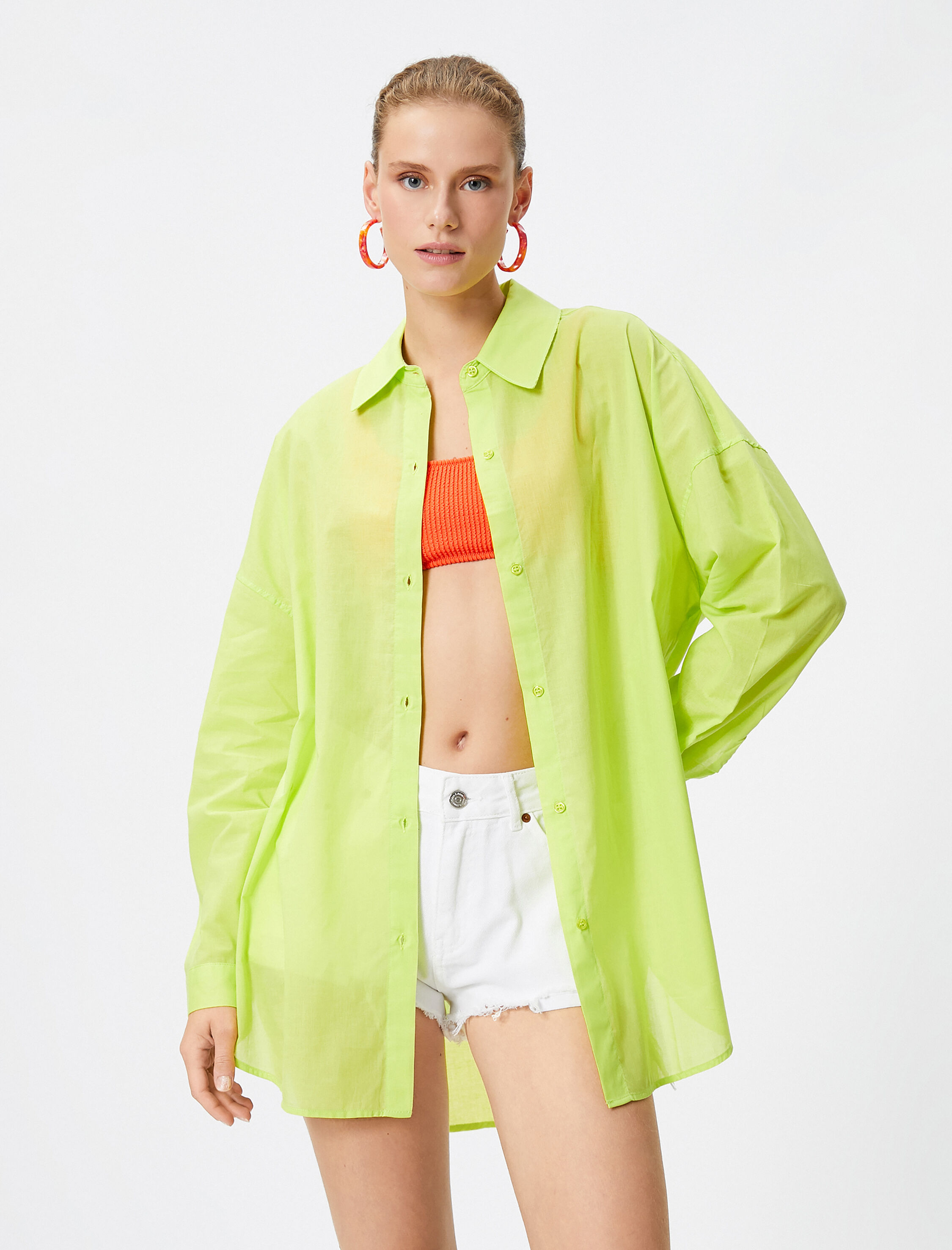   Uzun Kollu Gömlek Sırt Baskılı Düğmeli Pamuklu