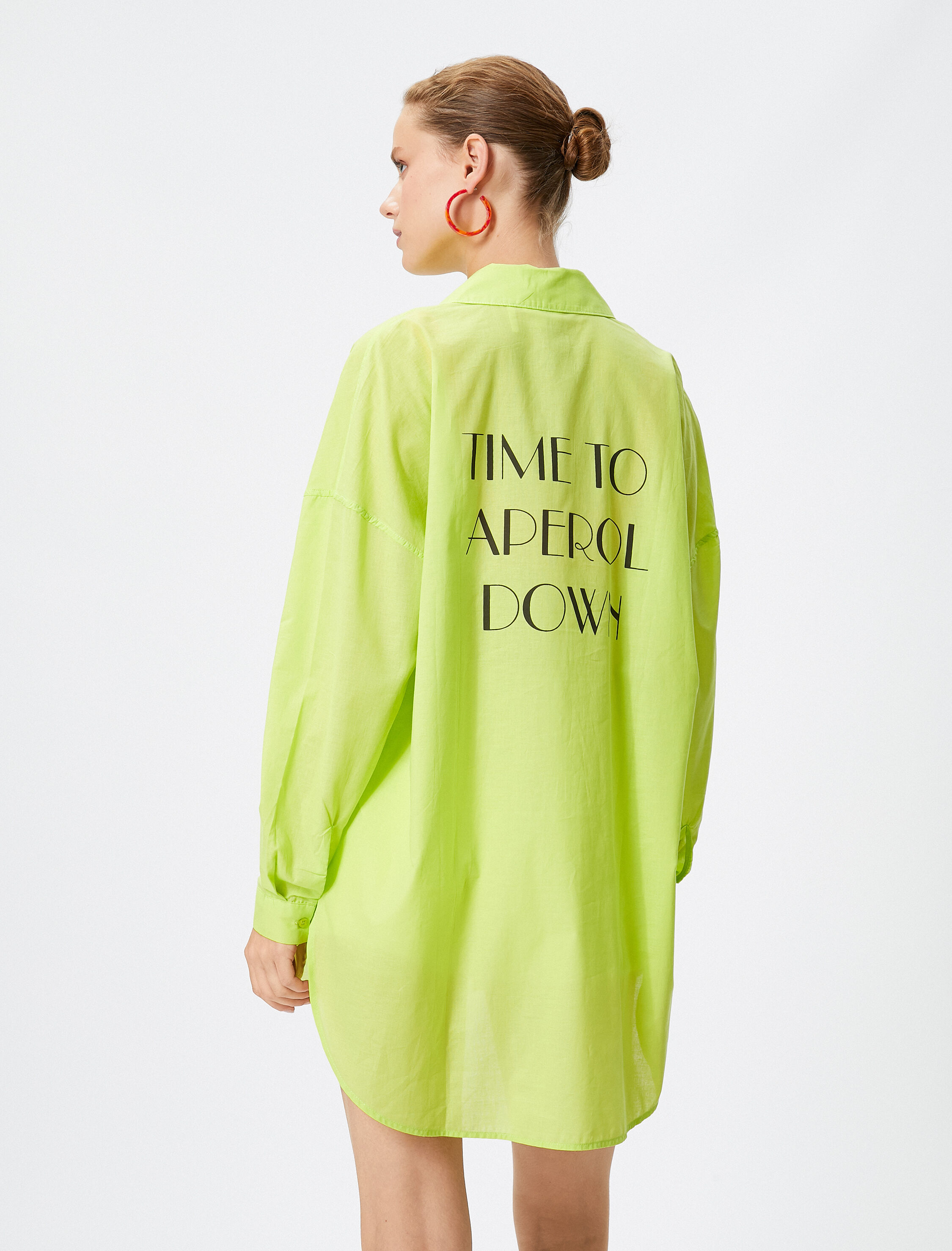   Uzun Kollu Gömlek Sırt Baskılı Düğmeli Pamuklu