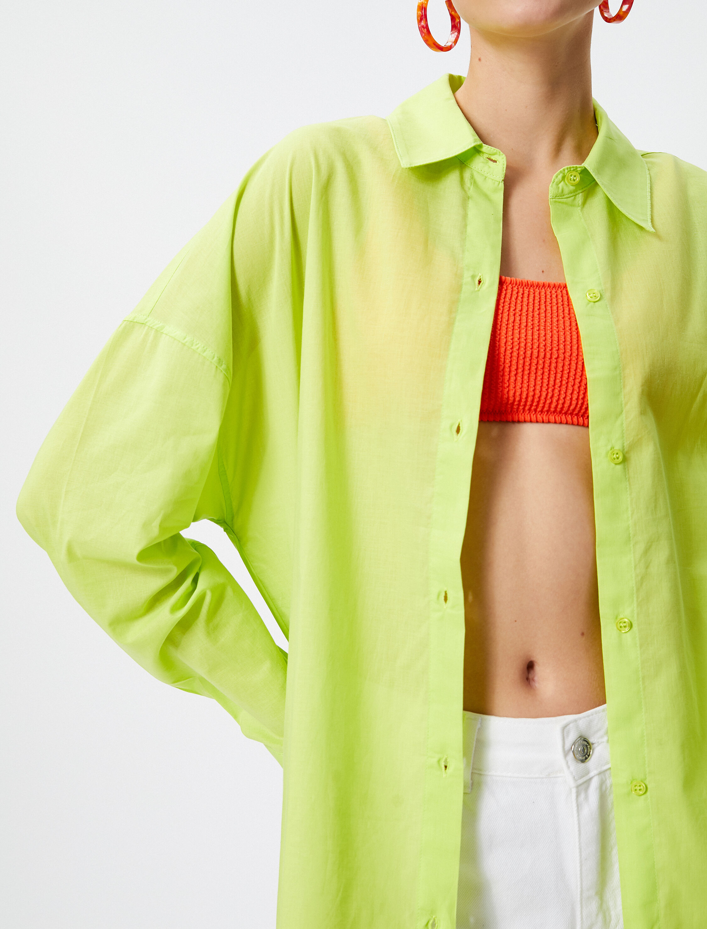   Uzun Kollu Gömlek Sırt Baskılı Düğmeli Pamuklu