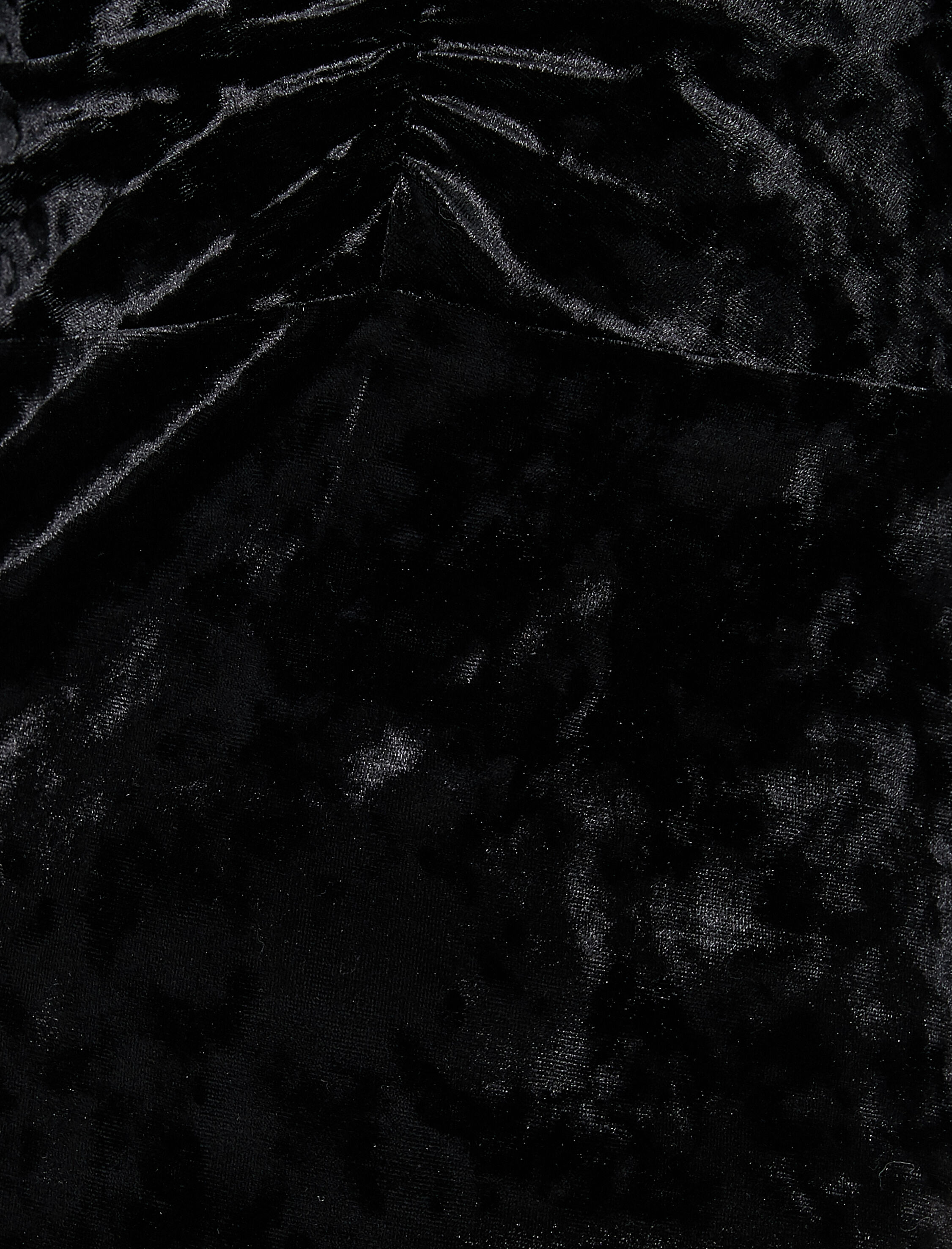   Mini Kadife Elbise Uzun Kollu Dik Yaka Büzgülü