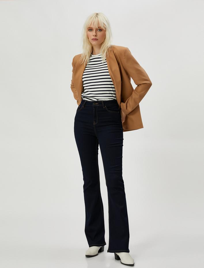  İspanyol Kot Pantolon Normal Bel - Flare Jean